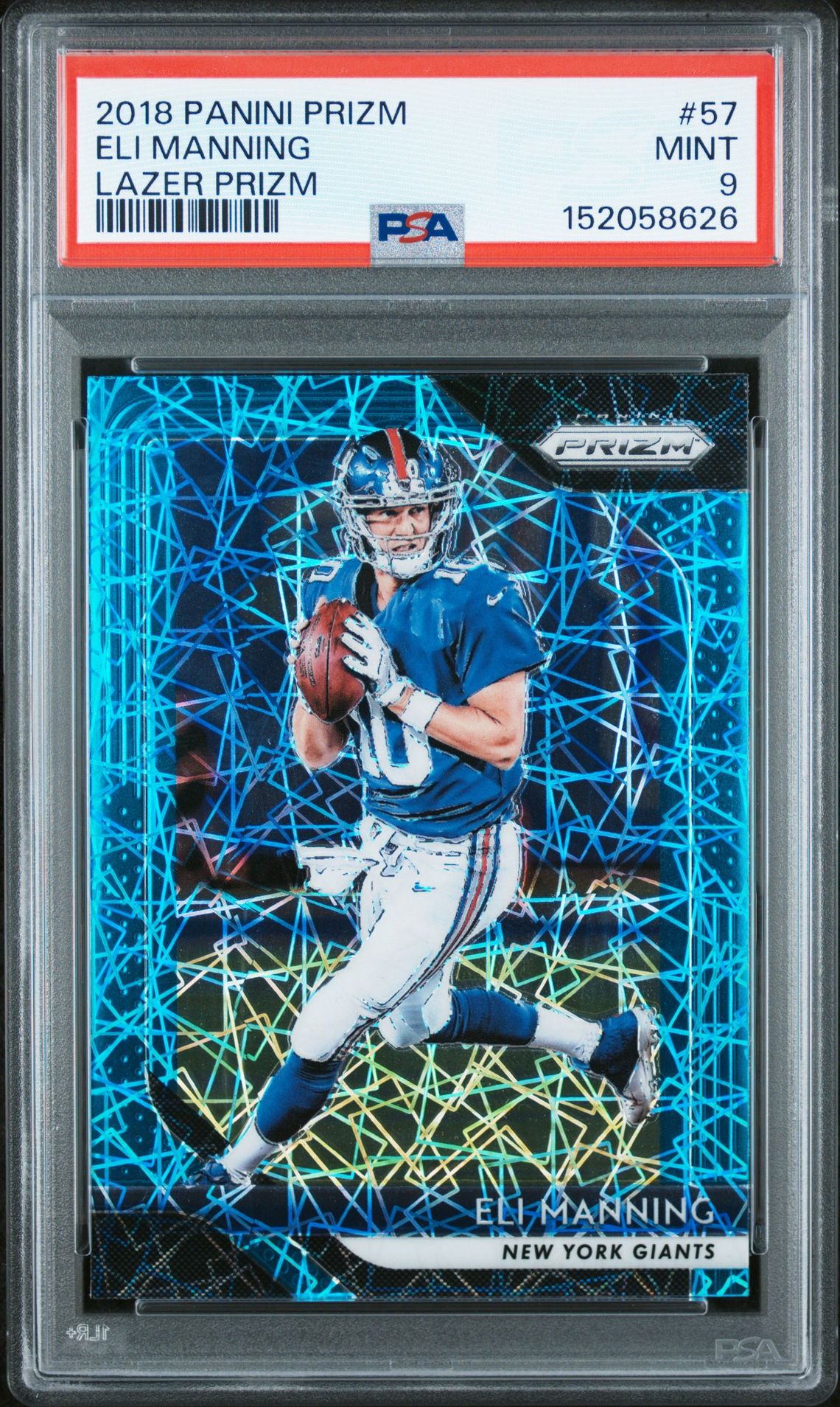 2018 Panini Prizm Eli Manning #57 (Lazer Prizm) Mint 9 front