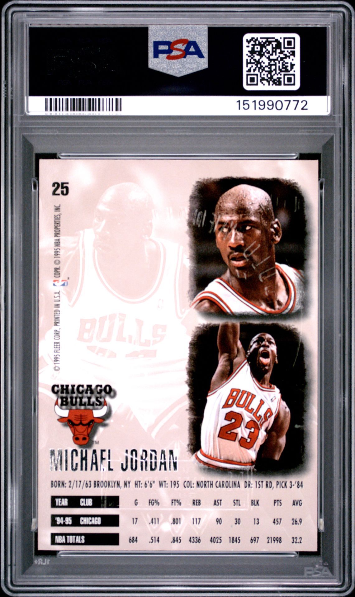 1995 Ultra Michael Jordan #25 (Gold Medallion) Nm 7 back