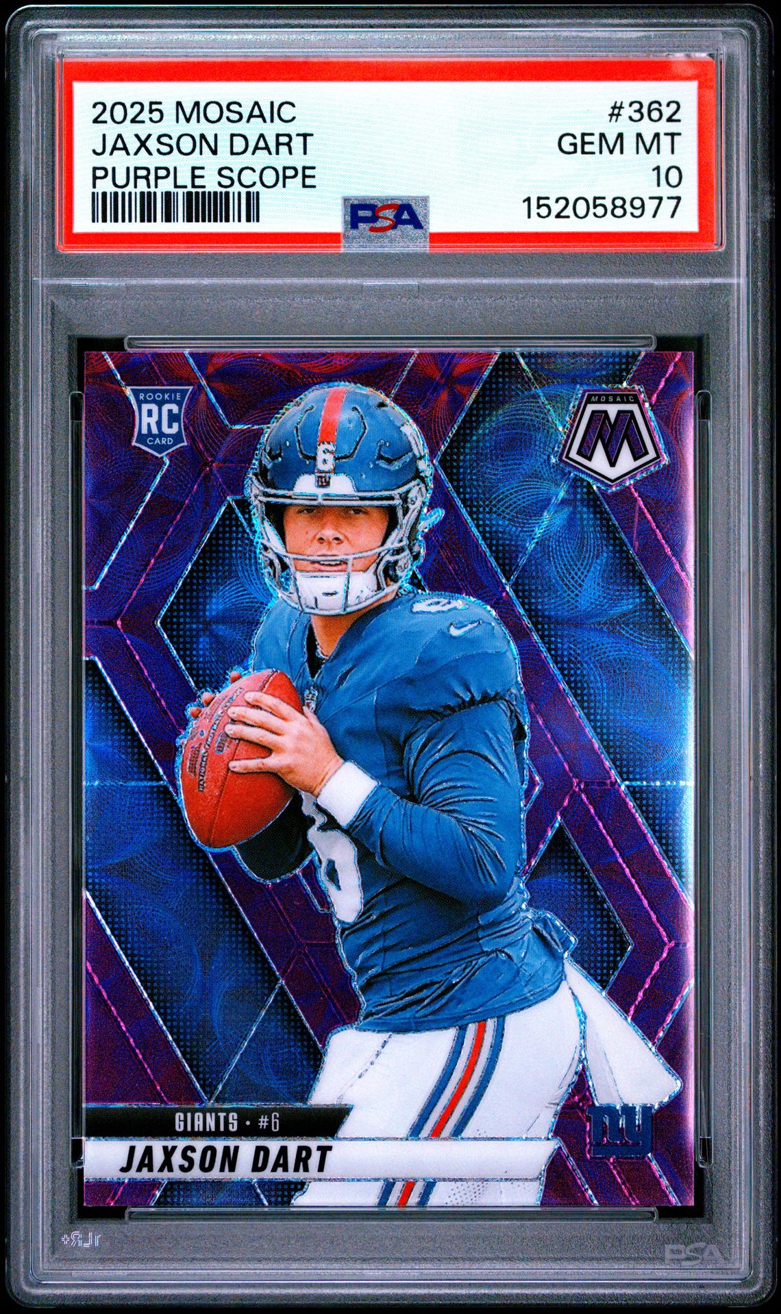 2025 Panini Mosaic Jaxson Dart #362 (Purple Scope) Gem Mt 10 front