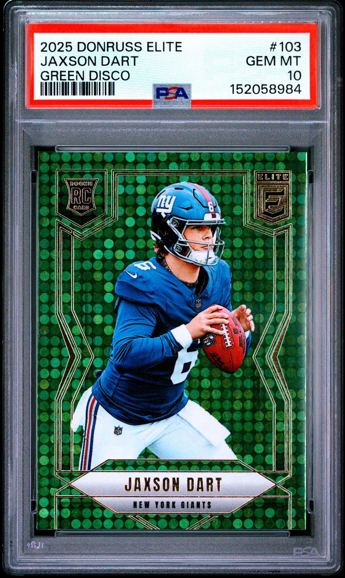 2025 Panini Donruss Elite Jaxson Dart #103 (Green Disco) Gem Mt 10 front