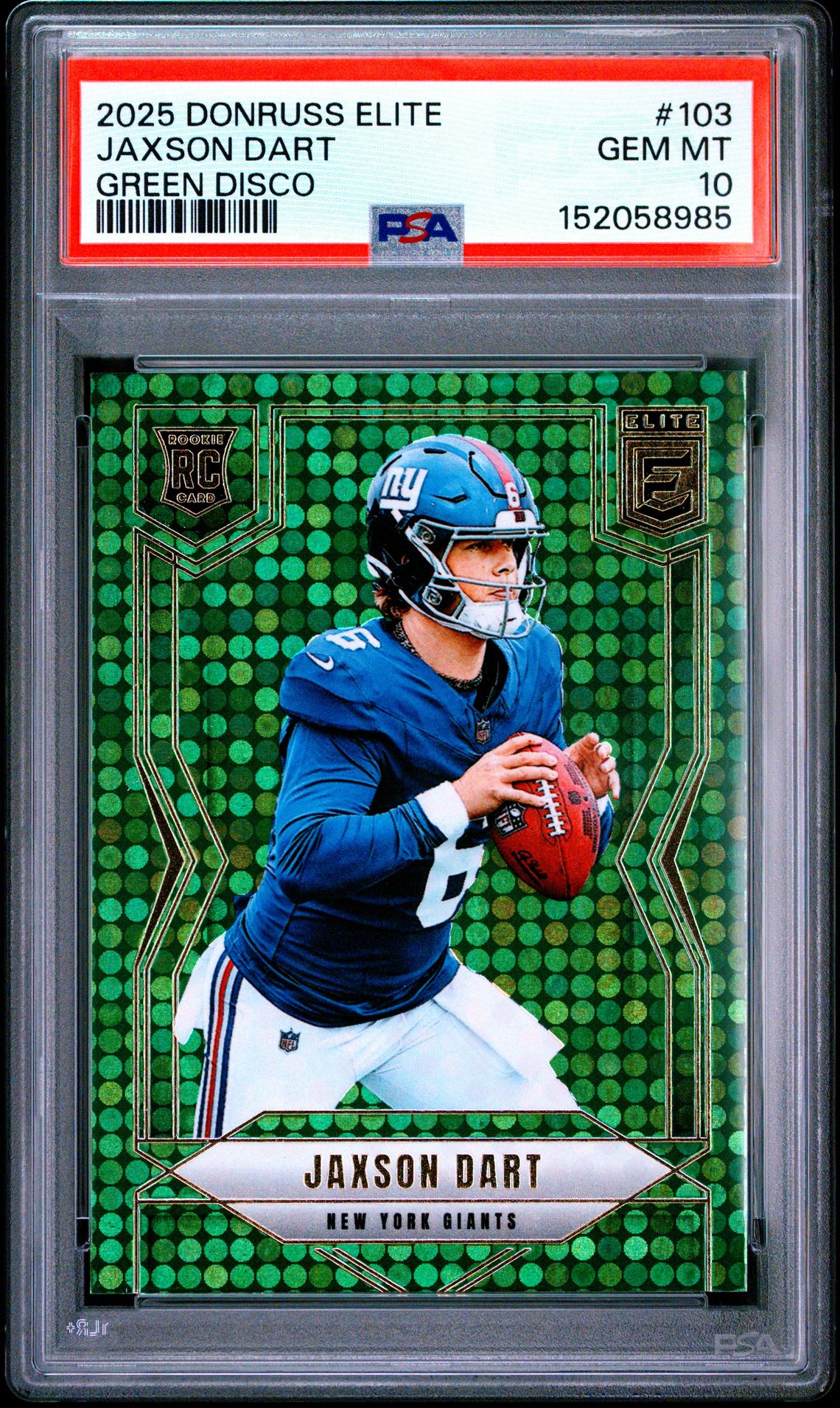 2025 Panini Donruss Elite Jaxson Dart #103 (Green Disco) Gem Mt 10 front