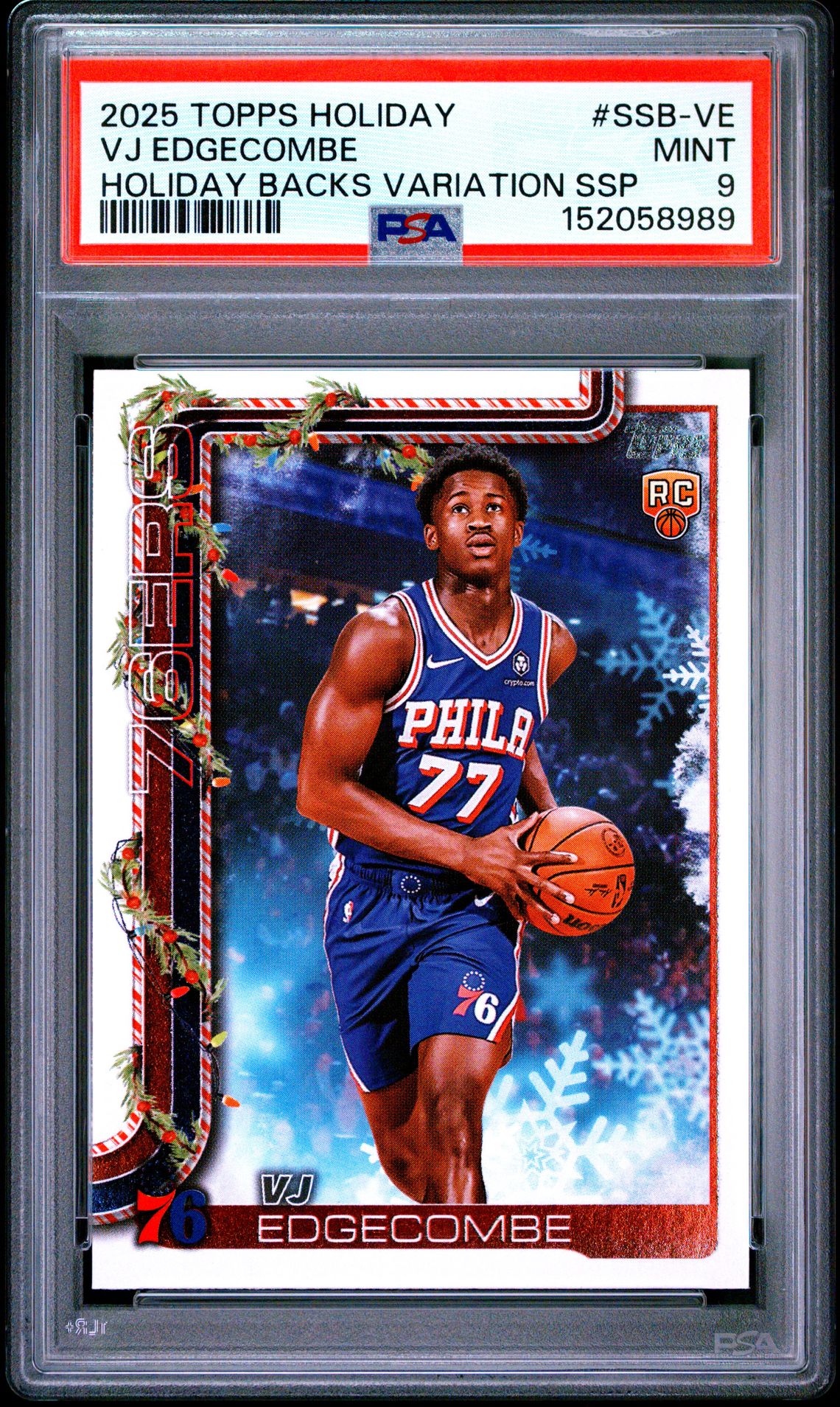 2025 Topps Holiday Holiday Backs Variation Super Short Prints Vj Edgecombe #Ssb-Ve Mint 9 front