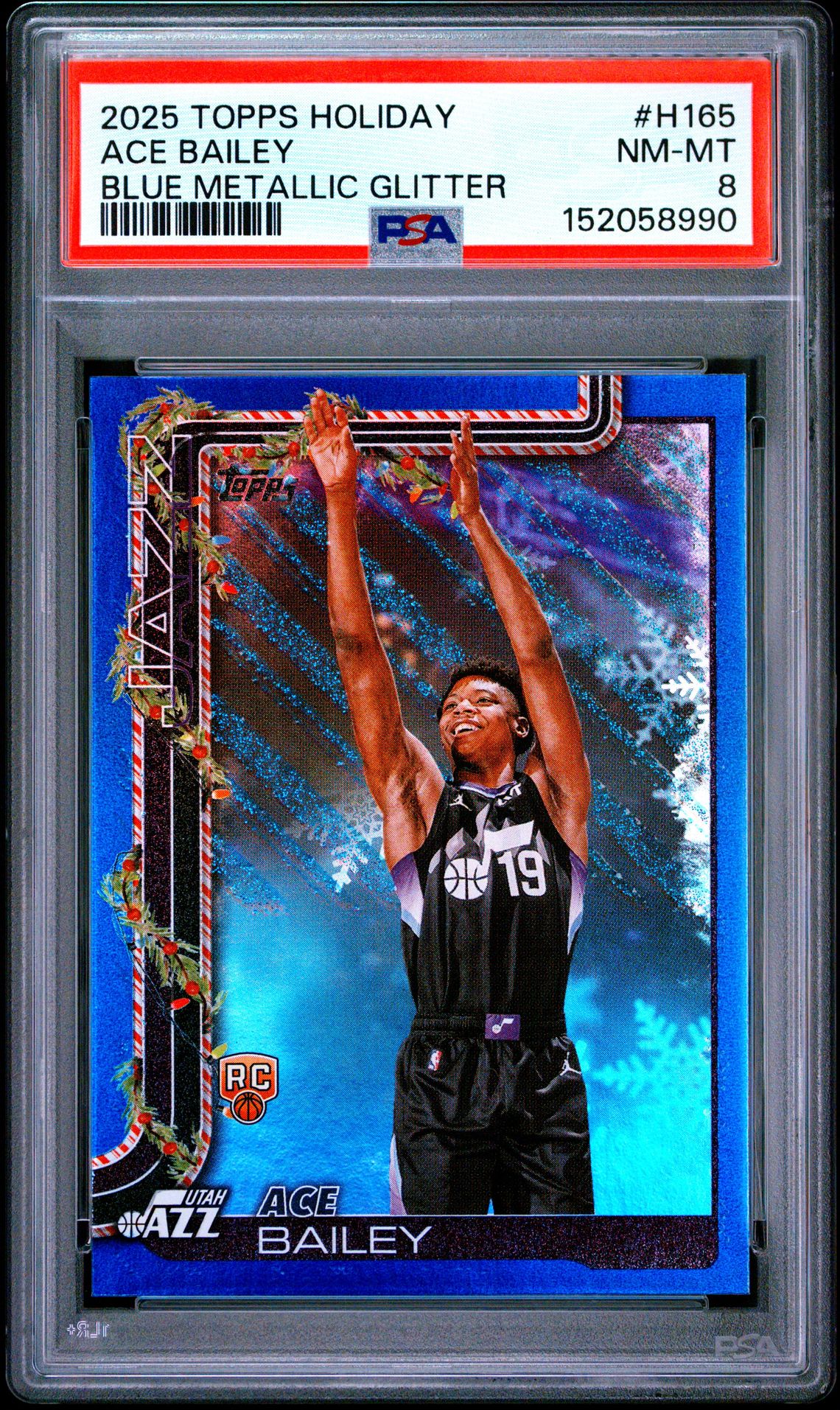 2025 Topps Holiday Ace Bailey #H165 (Blue Metallic Glitter) Nm-Mt 8 front