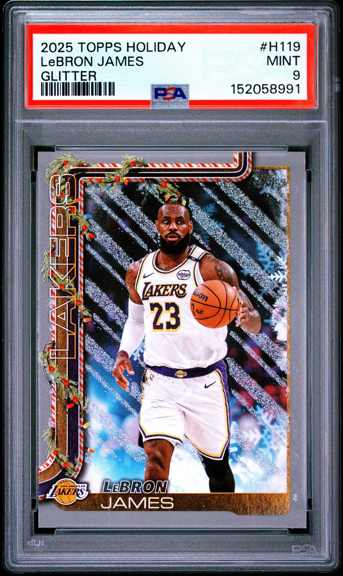 2025 Topps Holiday Lebron James #H119 (Glitter) Mint 9 front