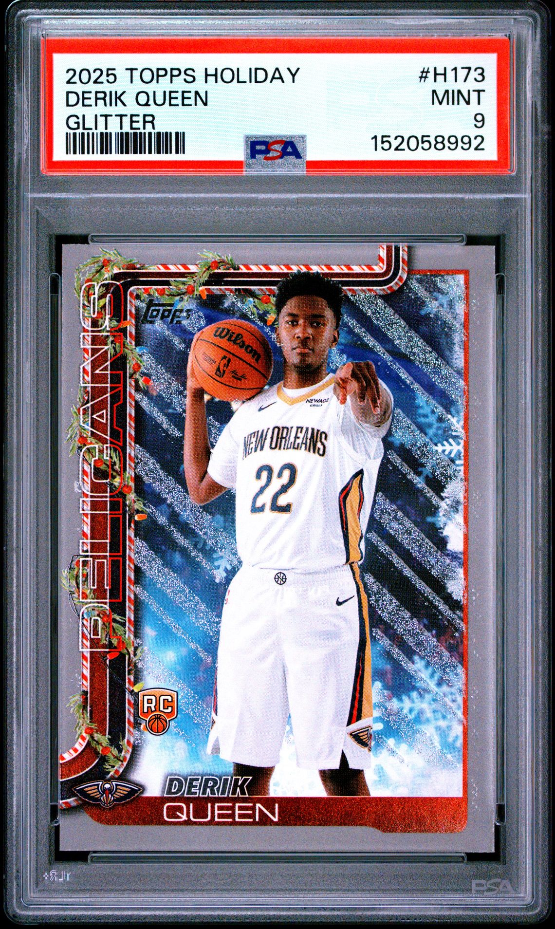 2025 Topps Holiday Derik Queen #H173 (Glitter) Mint 9 front