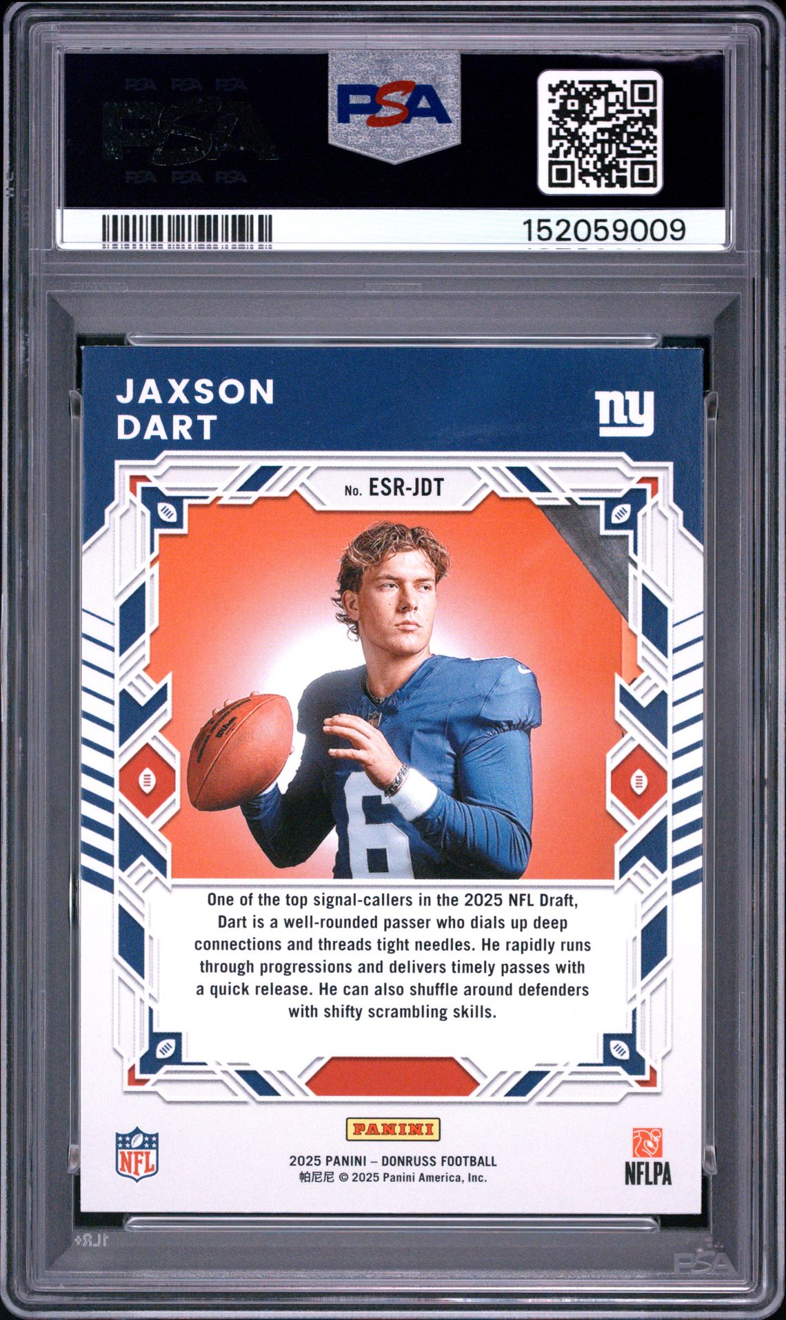 2025 Panini Donruss The Elite Series Rookies Jaxson Dart #Esr-Jdt Mint 9 back