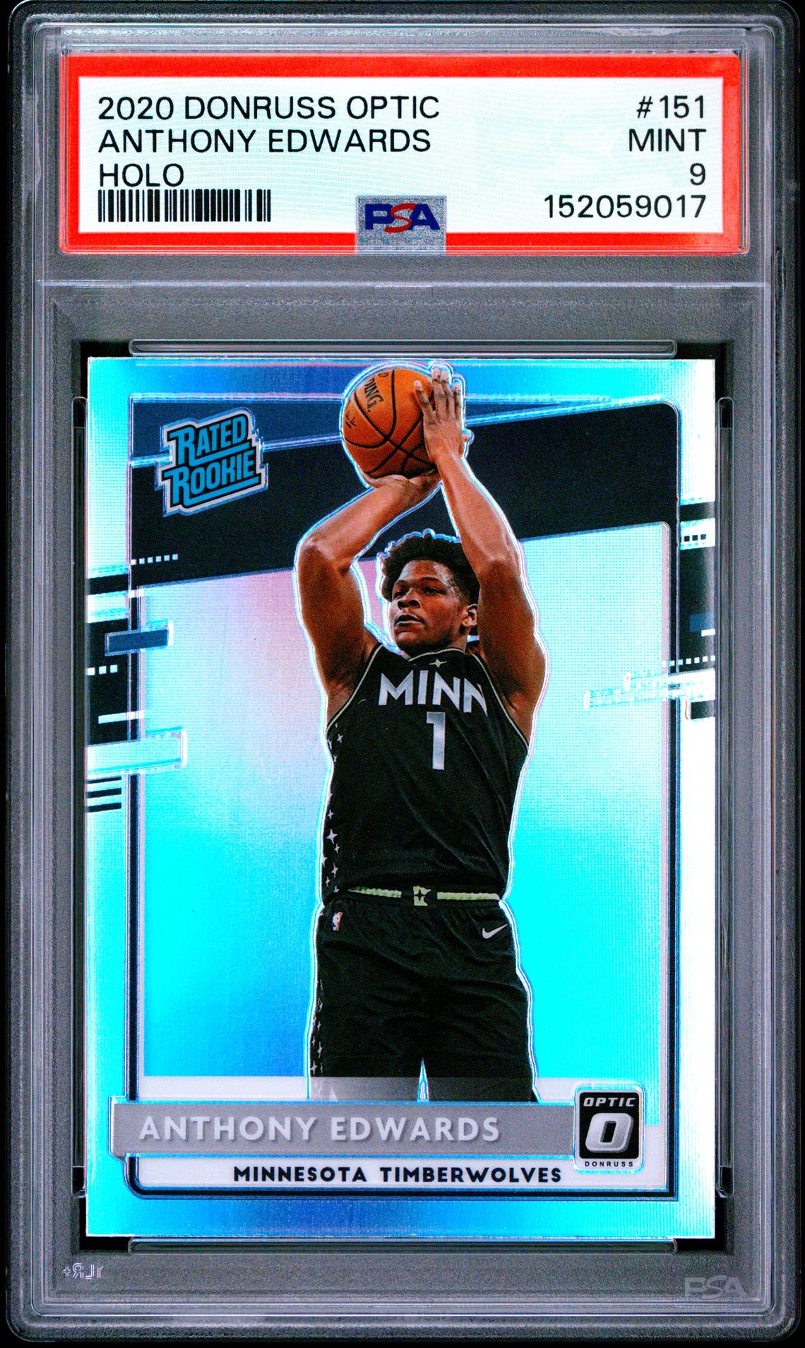 2020 Panini Donruss Optic Anthony Edwards #151 (Holo) Mint 9 front