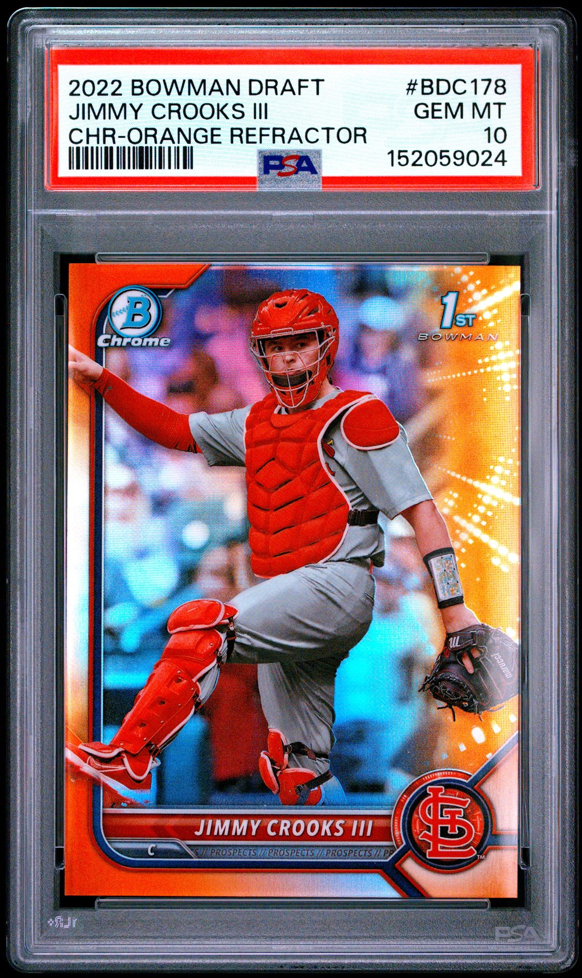 2022 Bowman Draft Jimmy Crooks Iii #Bdc178 (Chr-Orange Refractor) Gem Mt 10 front