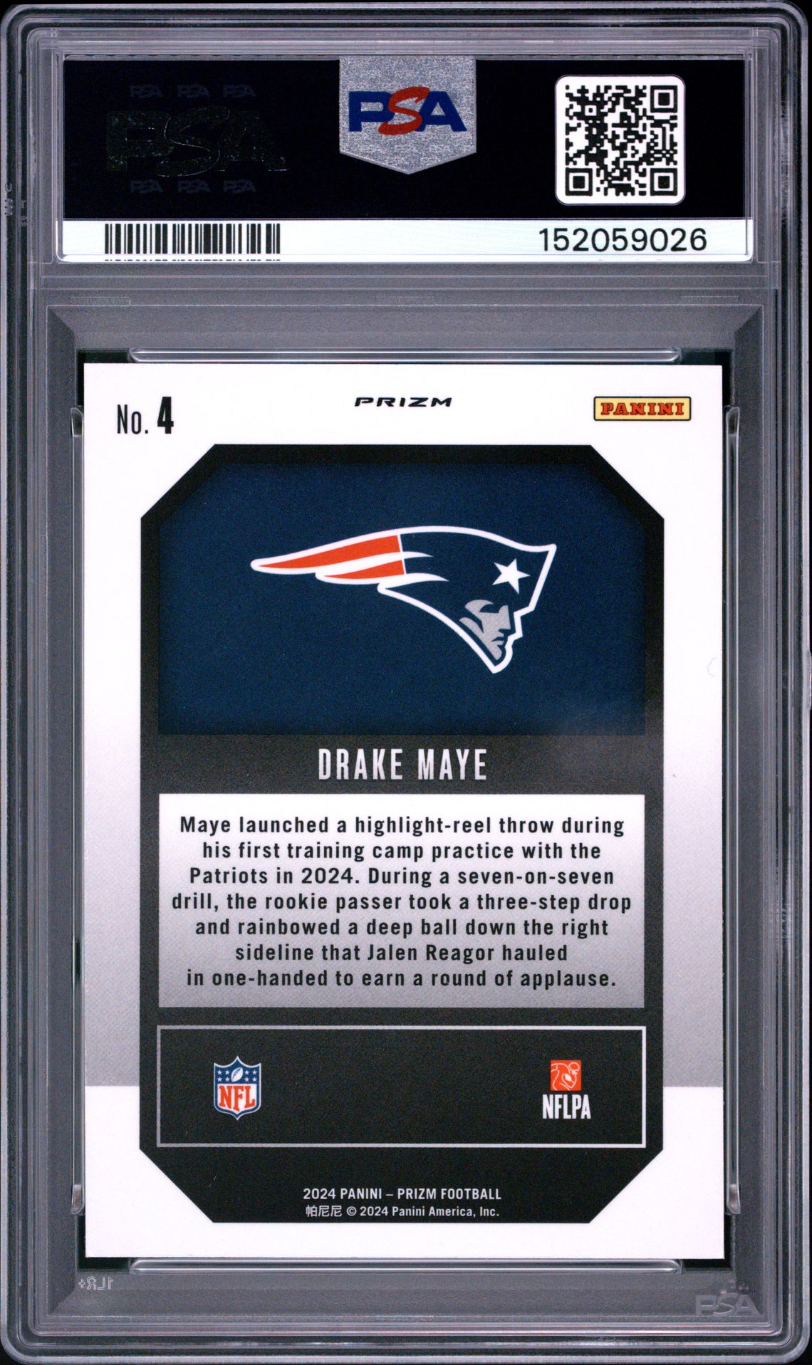 2024 Panini Prizm Emergent Drake Maye #4 (Emergent-Green Ice) Nm-Mt 8 back