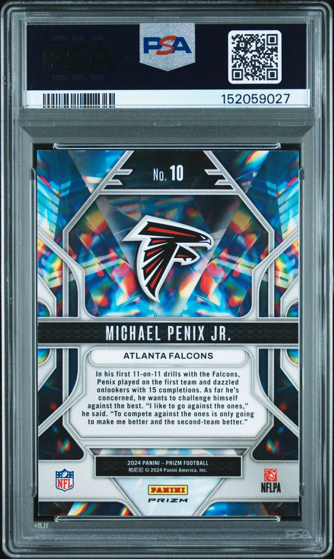 2024 Panini Prizm Prizmatic Michael Penix Jr. #10 (Prizmatic-Green Ice) Mint 9 back