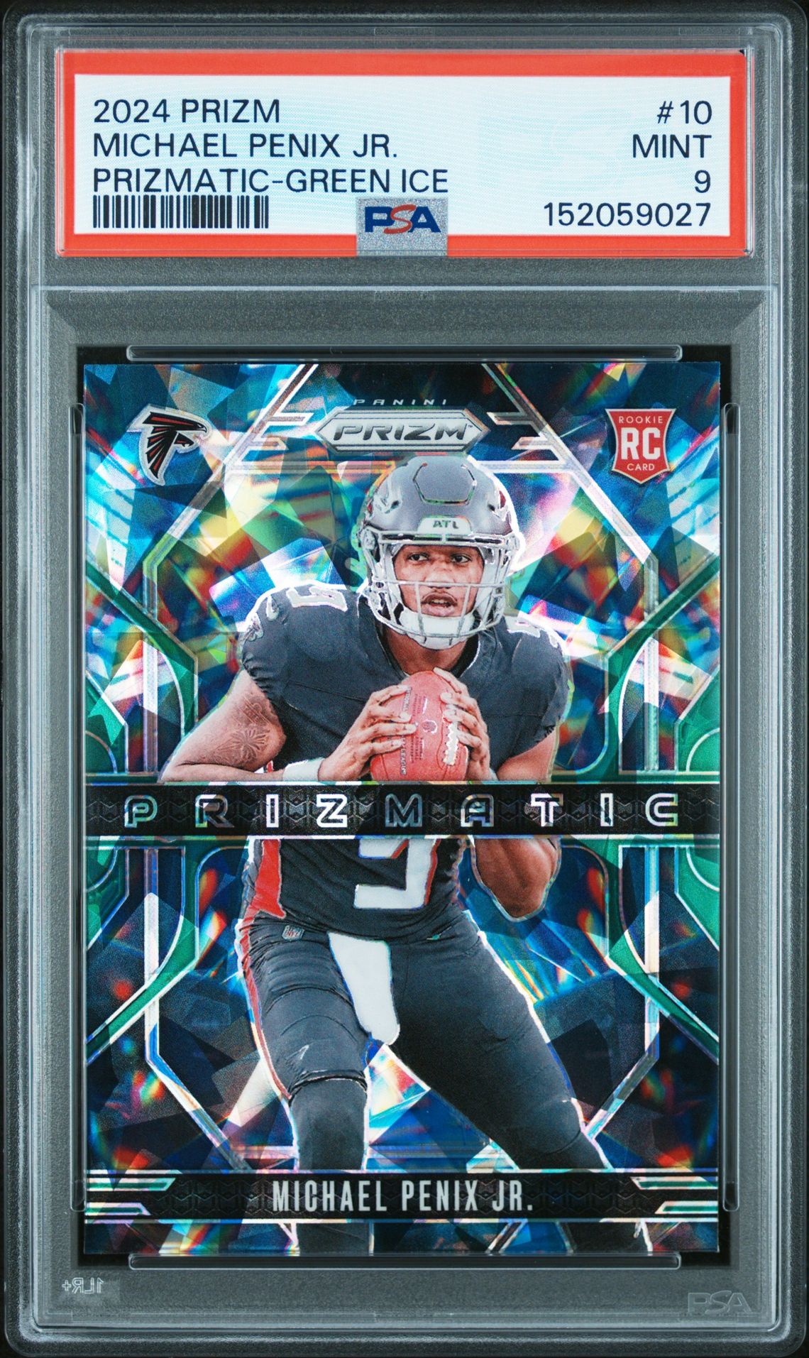 2024 Panini Prizm Prizmatic Michael Penix Jr. #10 (Prizmatic-Green Ice) Mint 9 front