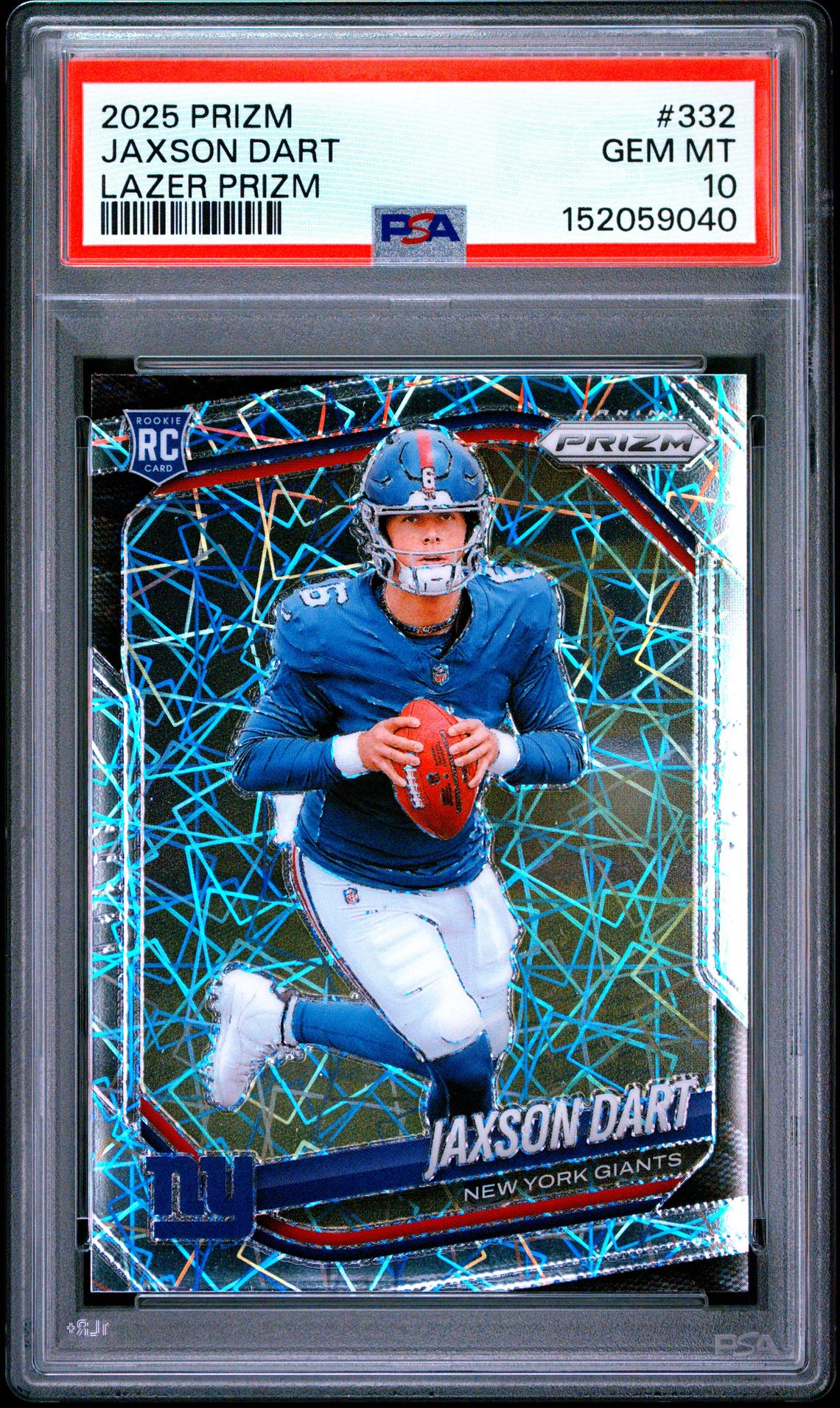 2025 Panini Prizm Jaxson Dart #332 (Lazer Prizm) Gem Mt 10 front
