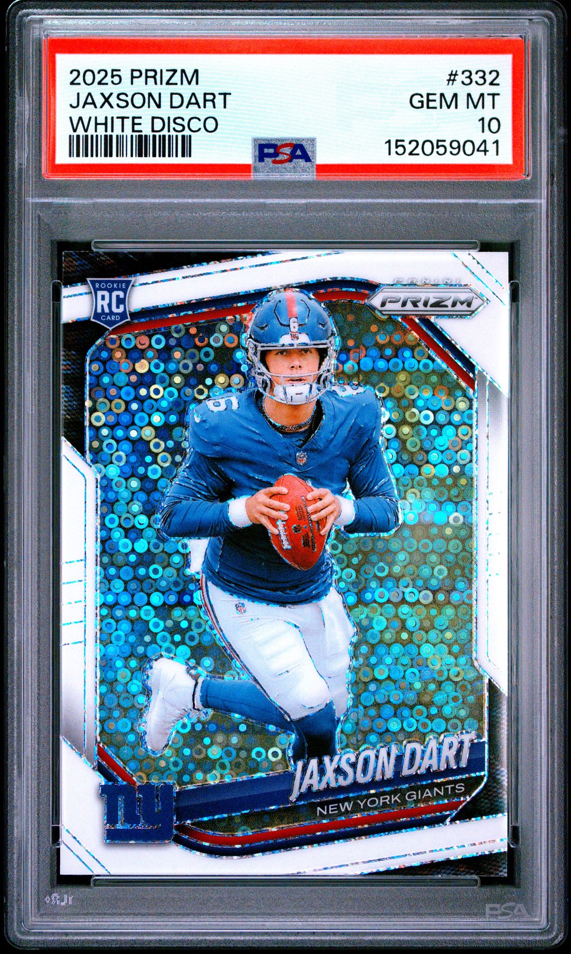 2025 Panini Prizm Jaxson Dart #332 (White Disco) Gem Mt 10 front