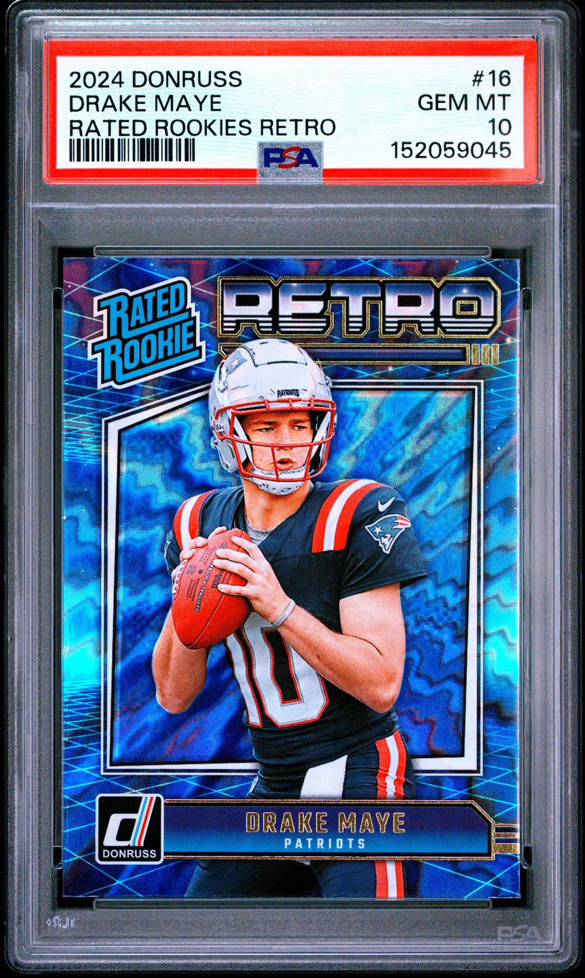 2024 Panini Donruss Rated Rookies Retro Drake Maye #16 Gem Mt 10 front
