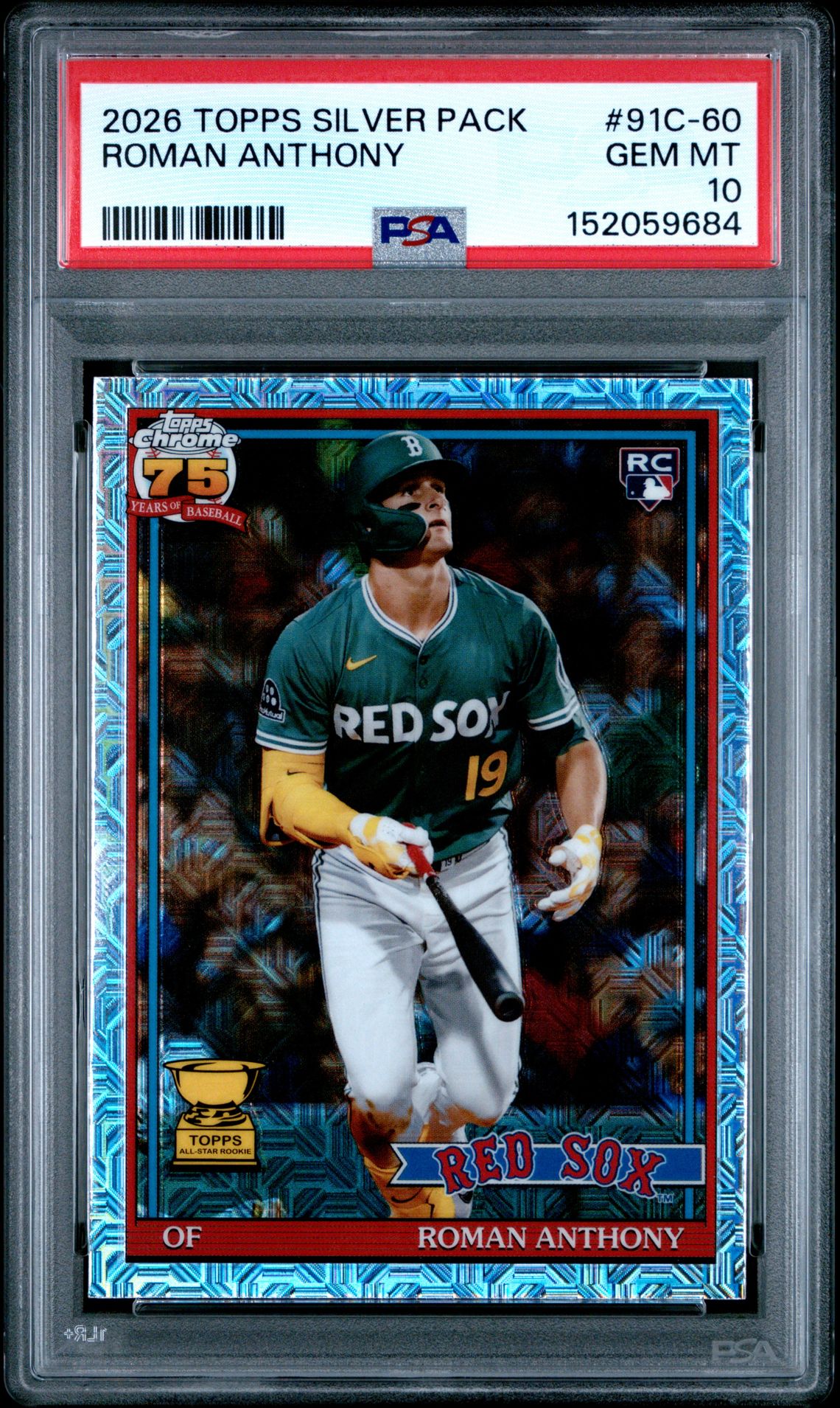 2026 Topps Silver Pack 1991 Chrome Promo Roman Anthony #91C-60 Gem Mt 10 front view - PSA graded GEM MT 10