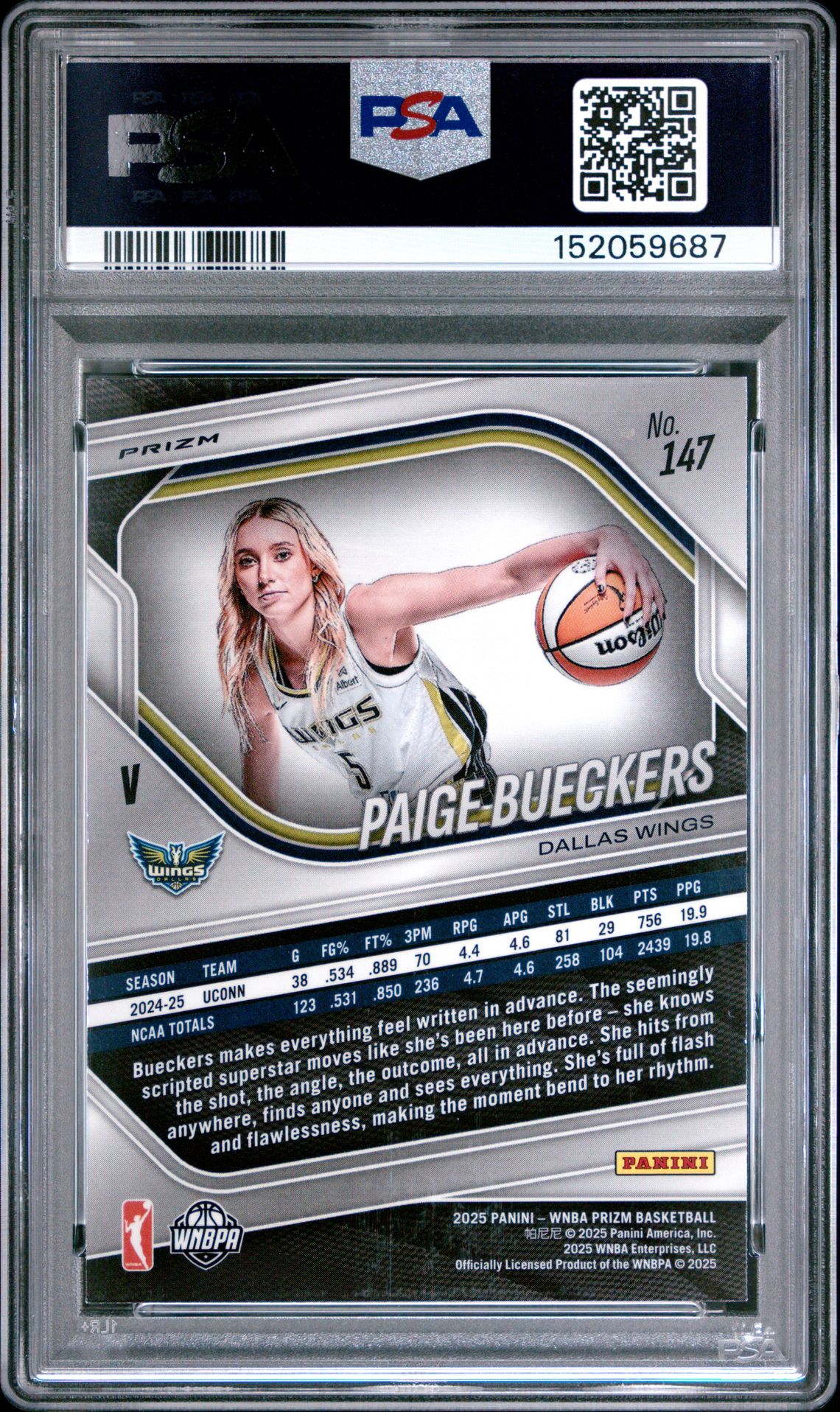 2025 Panini Prizm Wnba Paige Bueckers #147 (Ice) Mint 9 back