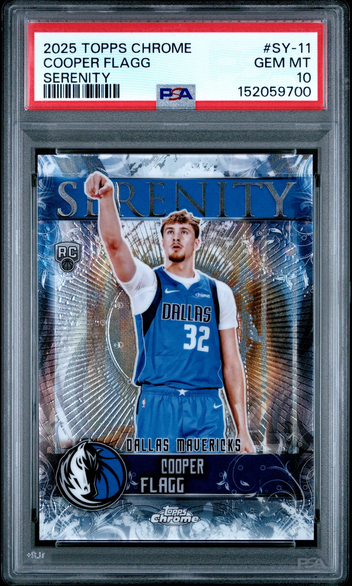 2025 Topps Chrome Serenity Cooper Flagg #Sy-11 Gem Mt 10 front view - PSA graded GEM MT 10