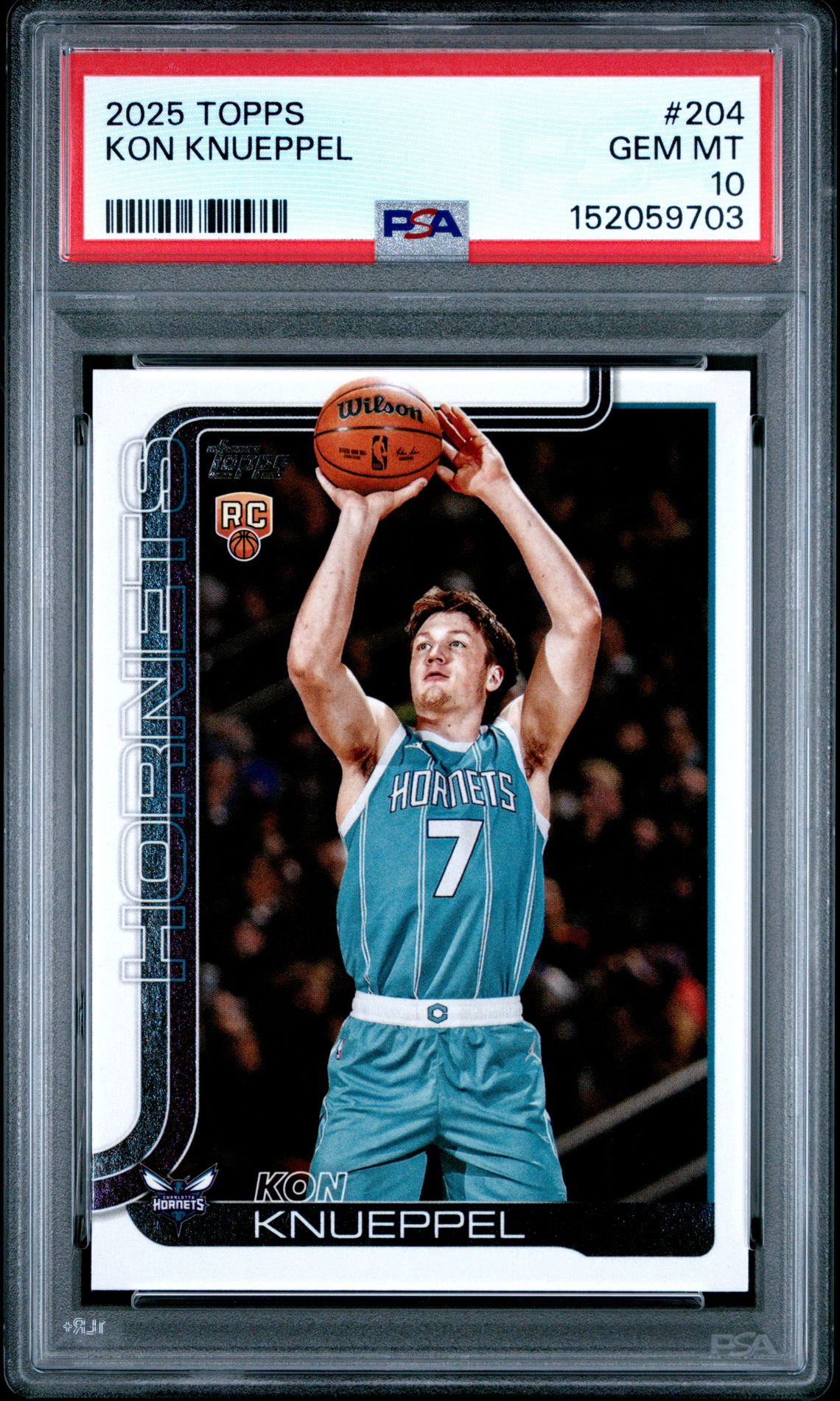 2025 Topps Kon Knueppel #204 Gem Mt 10 front view - PSA graded GEM MT 10