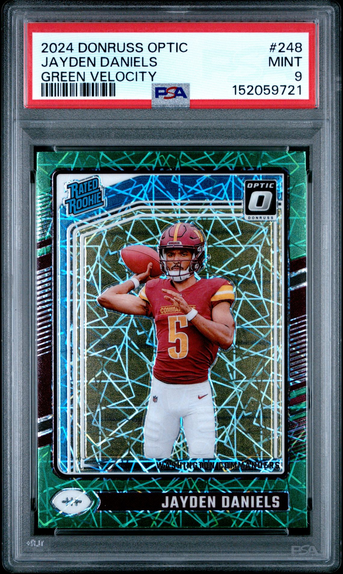 2024 Panini Donruss Optic Jayden Daniels #248 (Green Velocity) Mint 9 front