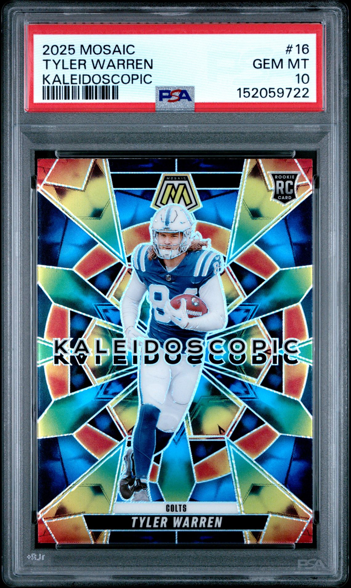 2025 Panini Mosaic Kaleidoscopic Tyler Warren #16 Gem Mt 10 front view - PSA graded GEM MT 10