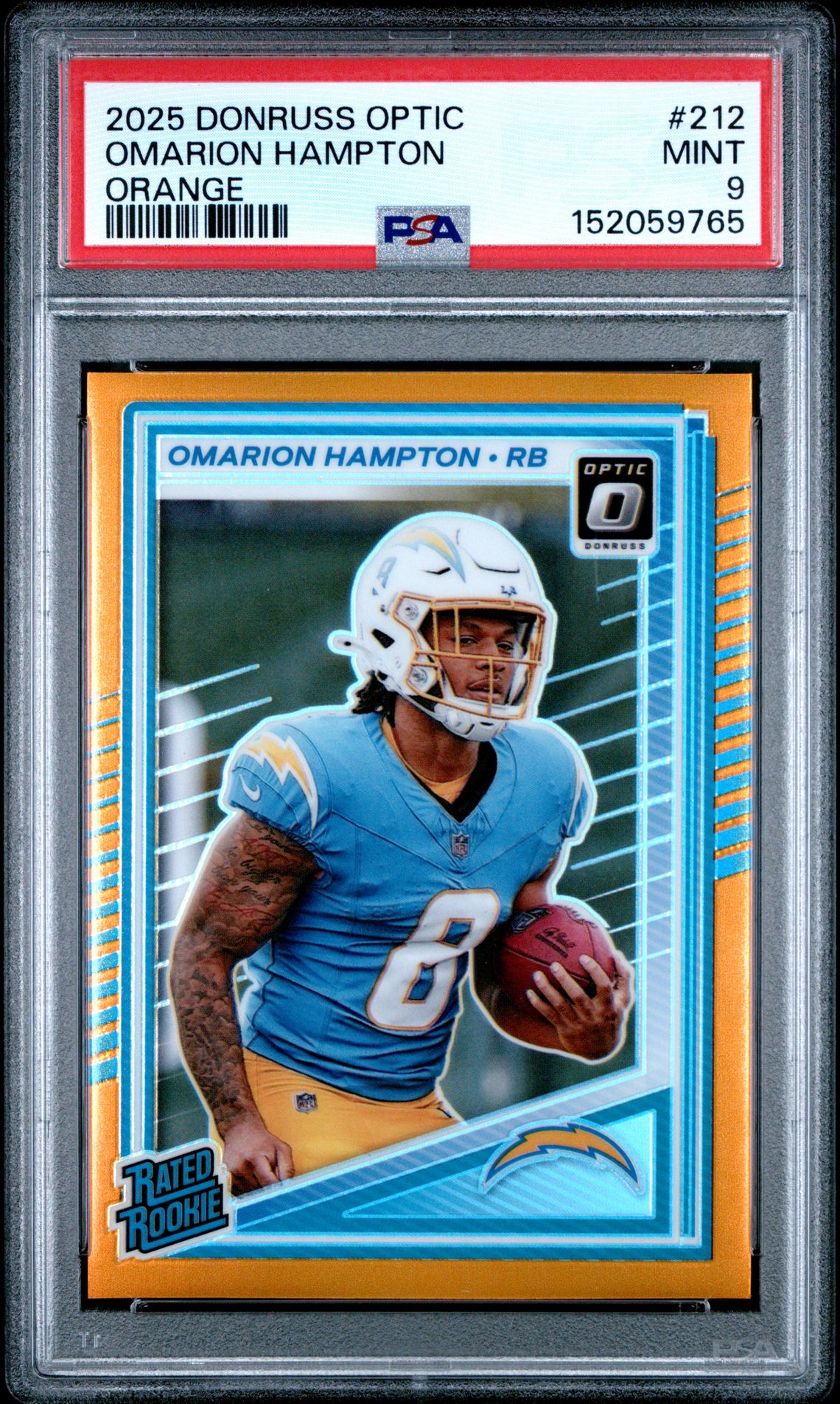 2025 Panini Donruss Optic Omarion Hampton #212 (Orange) Mint 9 front