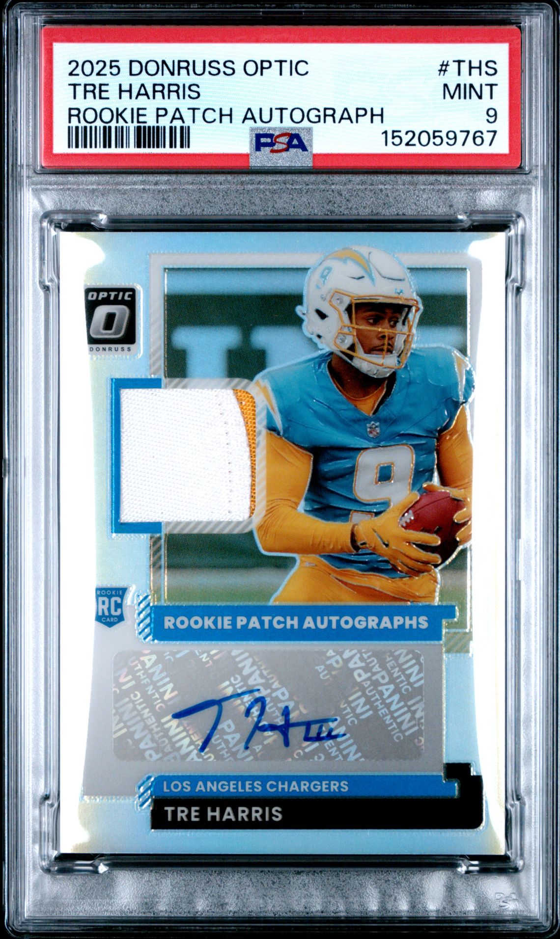 2025 Panini Donruss Optic Rookie Patch Autographs Tre Harris #Ths Mint 9 front
