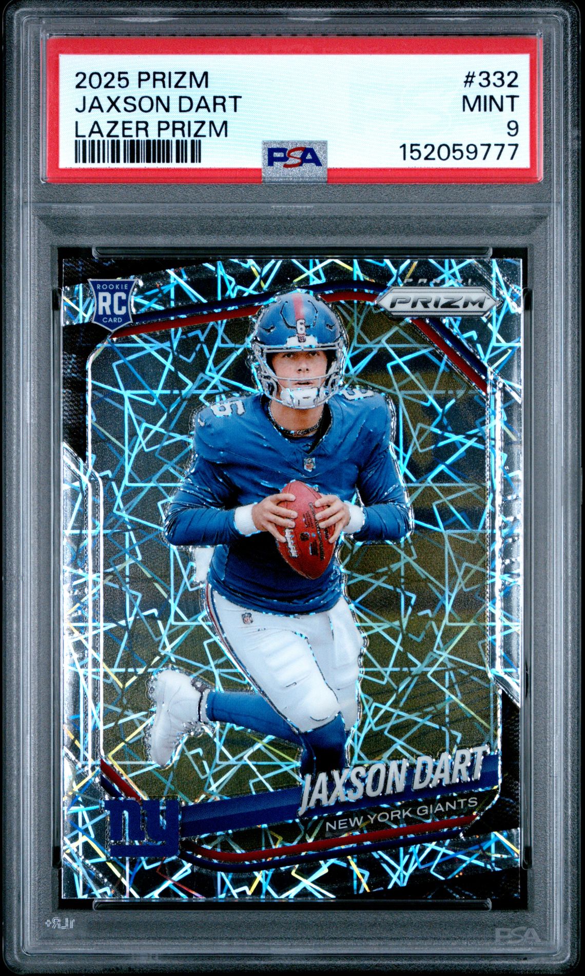 2025 Panini Prizm Jaxson Dart #332 (Lazer Prizm) Mint 9 front