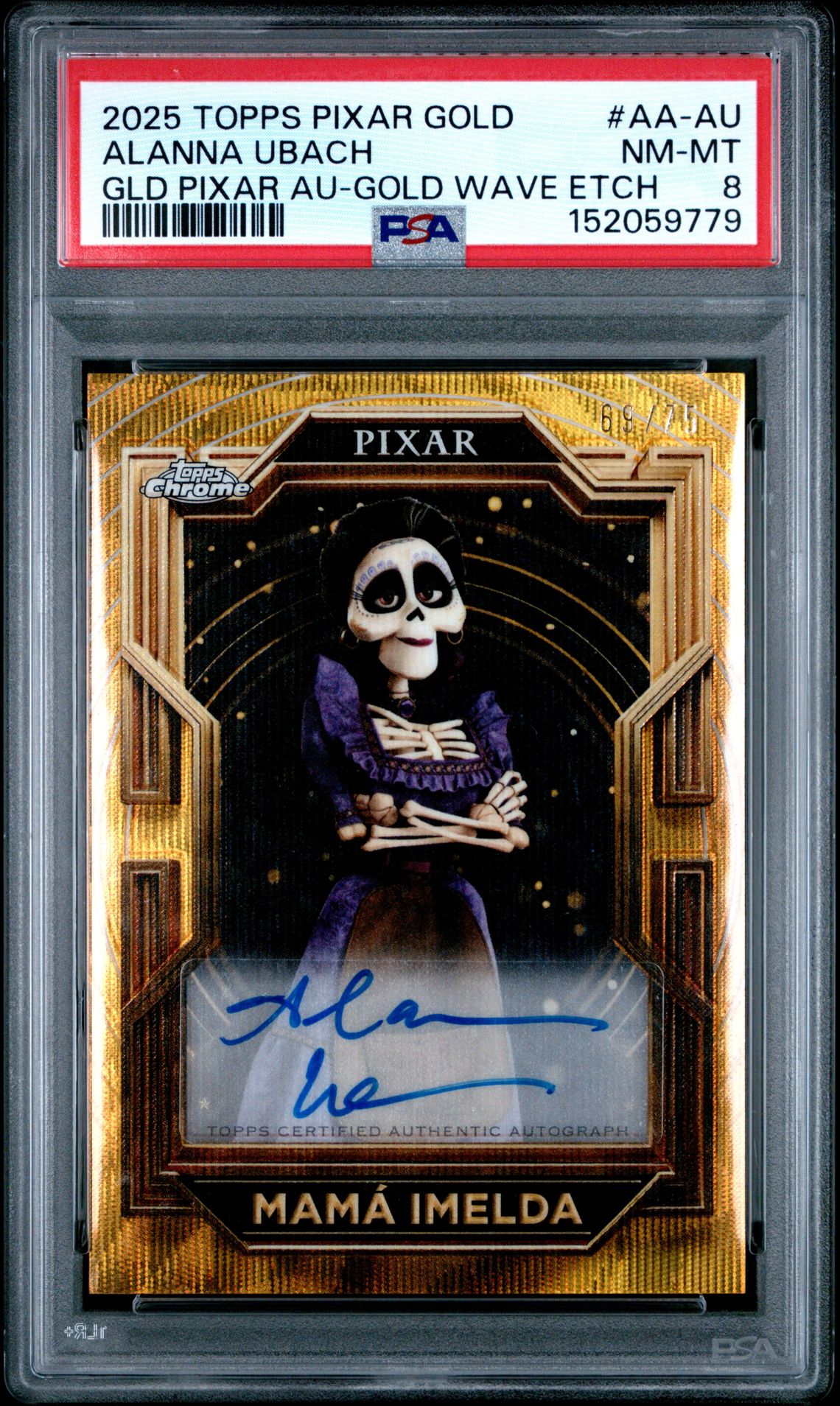 2025 Topps Pixar Gold Gilded Pixar Autographs Alanna Ubach #Aa-Au (Gld Pixar Au-Gold Wave Etch) Nm-Mt 8 front