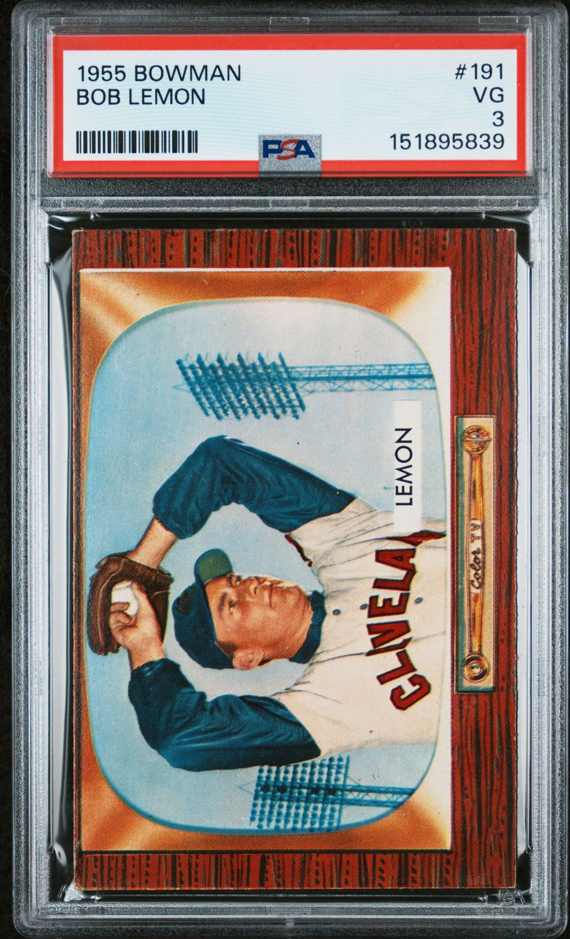 1955 Bowman Bob Lemon #191 Vg 3 front
