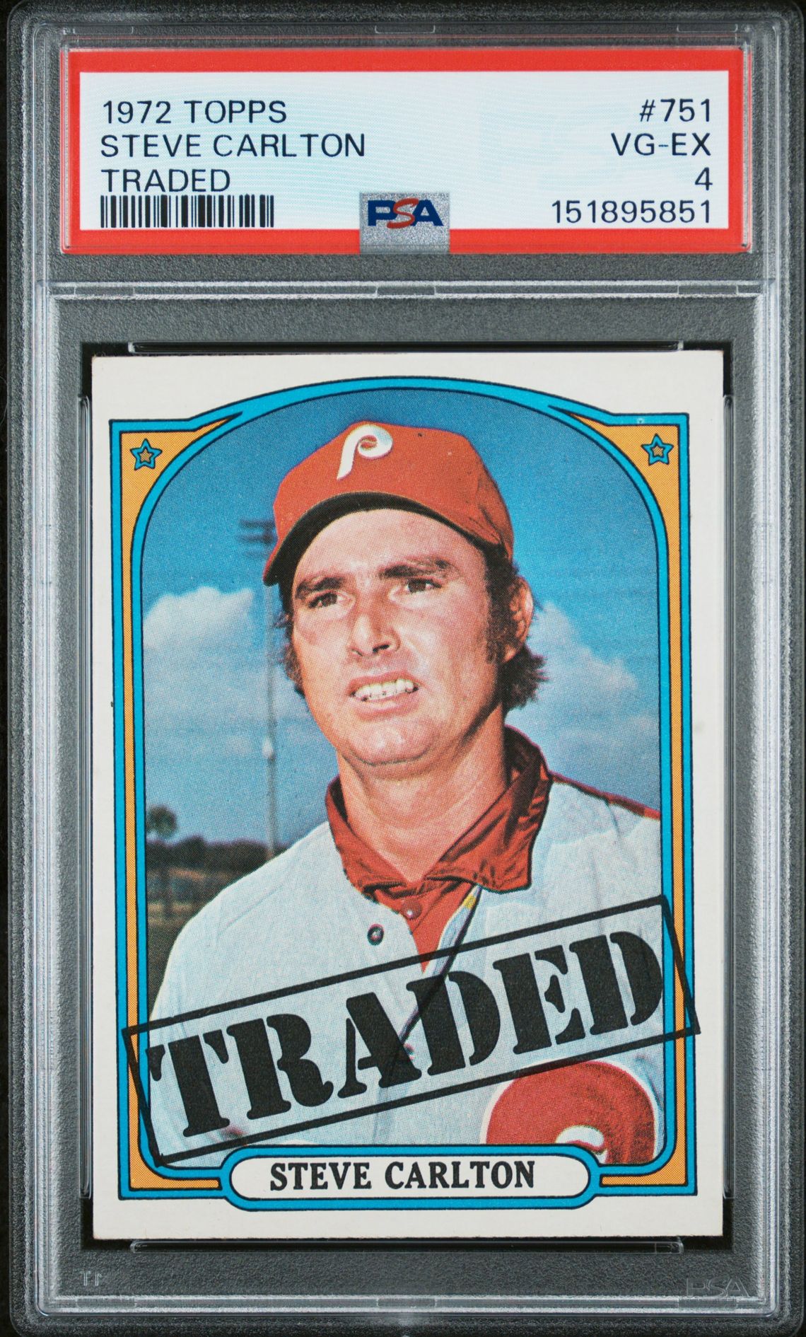 1972 Topps Steve Carlton #751 (Traded) Vg-Ex 4 front