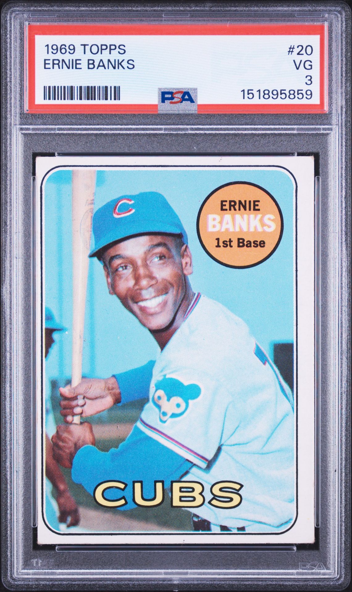 1969 Topps Ernie Banks #20 Vg 3 front