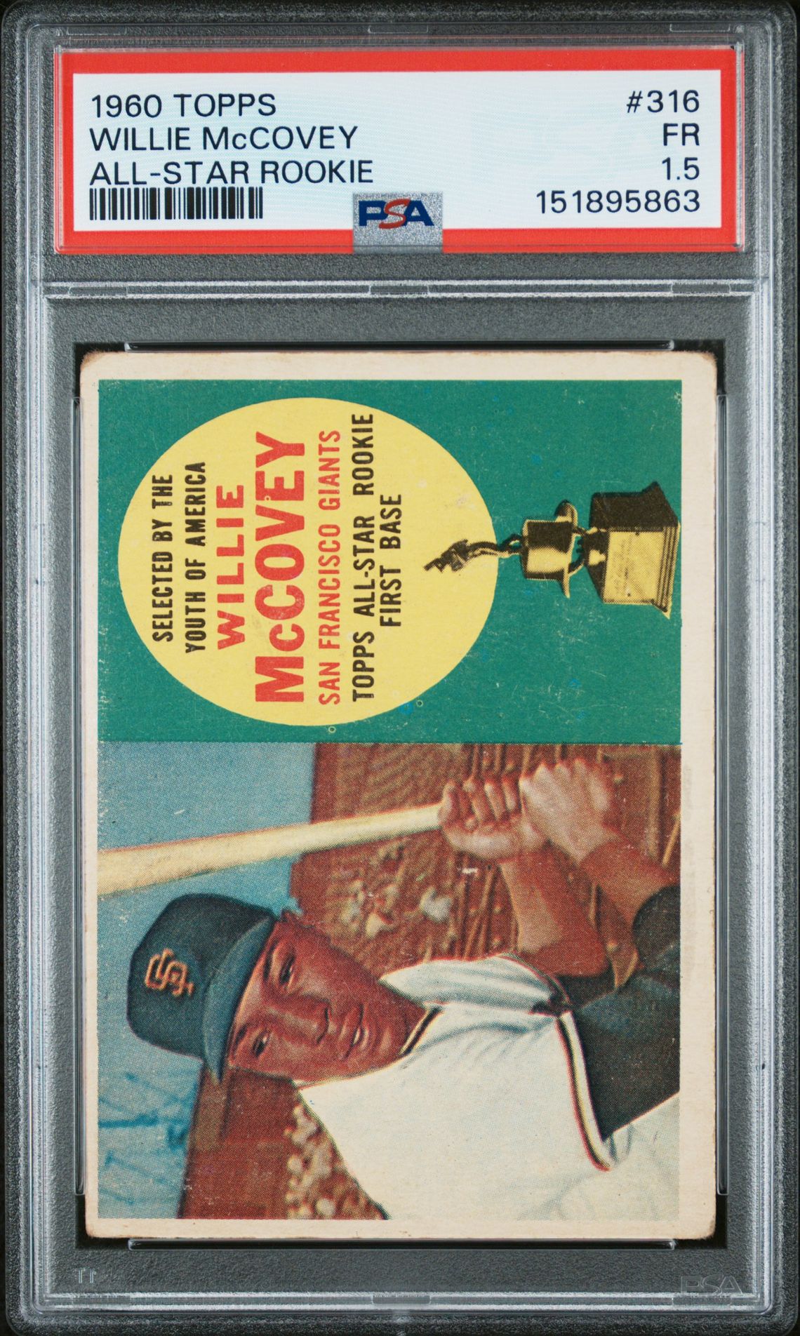1960 Topps Willie Mccovey #316 (All-Star Rookie) Fr 1.5 front