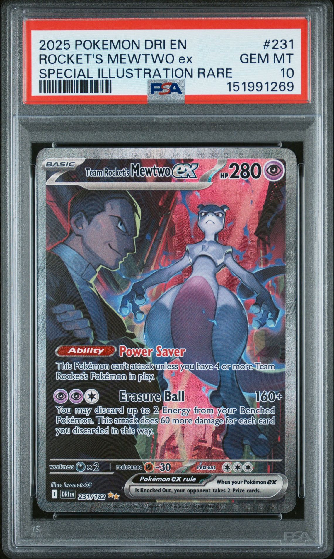 2025 Pokemon POKEMON DRI EN-DESTINED RIVALS SPECIAL ILLUSTRATION RARE #231 Rocket's Mewtwo EX front