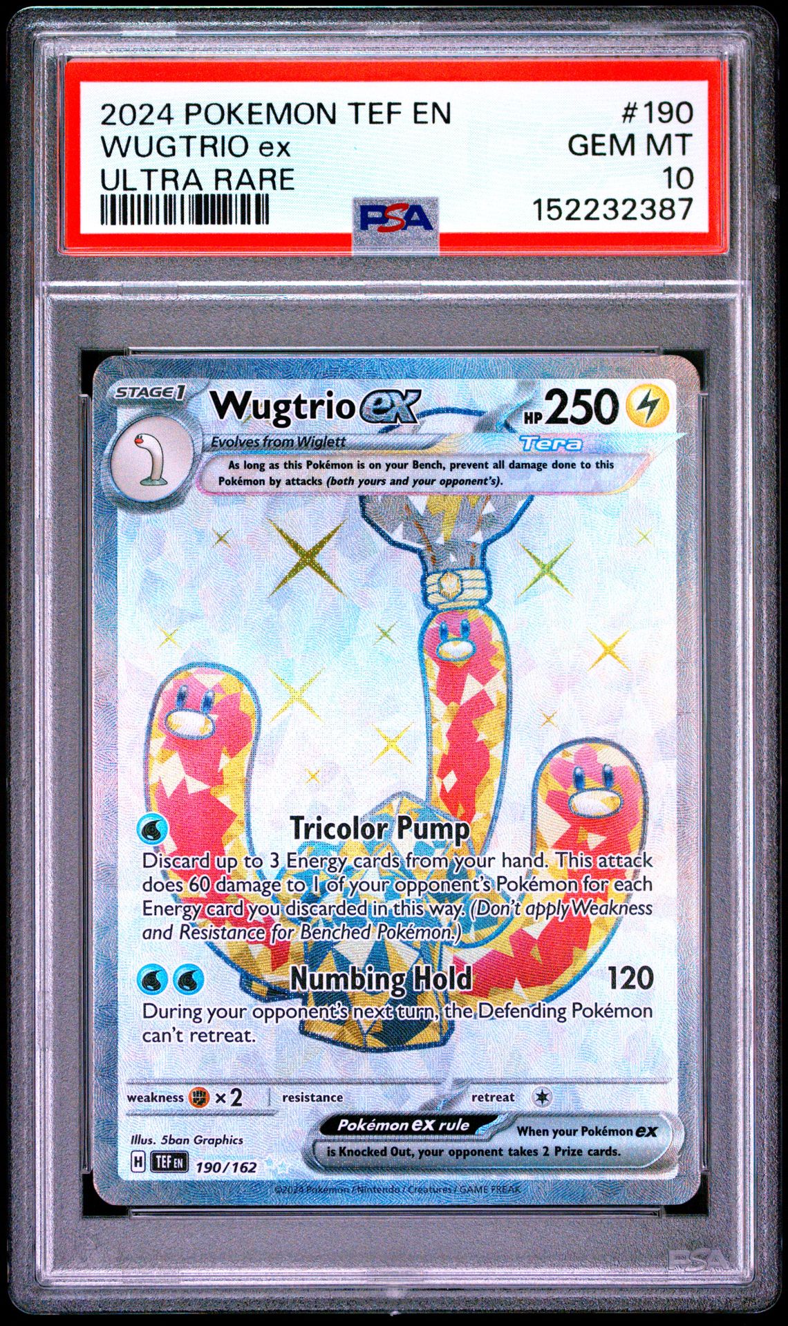 2024 Pokemon POKEMON TEF EN-TEMPORAL FORCES ULTRA RARE #190 Wugtrio Ex front