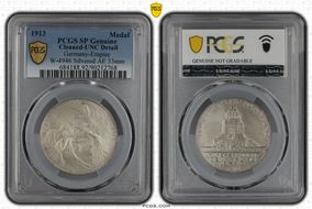 1913 Medal W-4946 Silvered AE 33mm Battle of Leipzig SP1