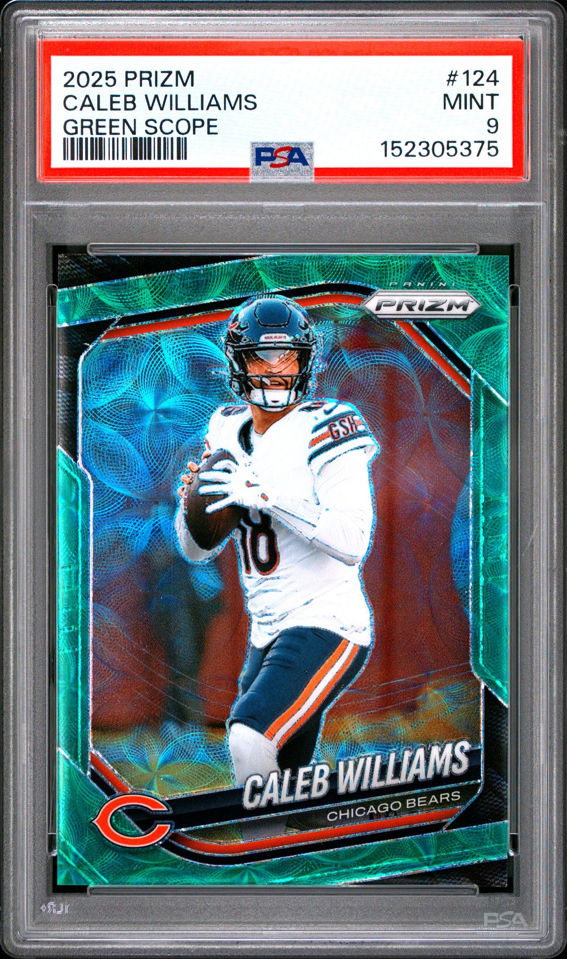 2025 Panini PANINI PRIZM GREEN SCOPE #124 Caleb Williams front