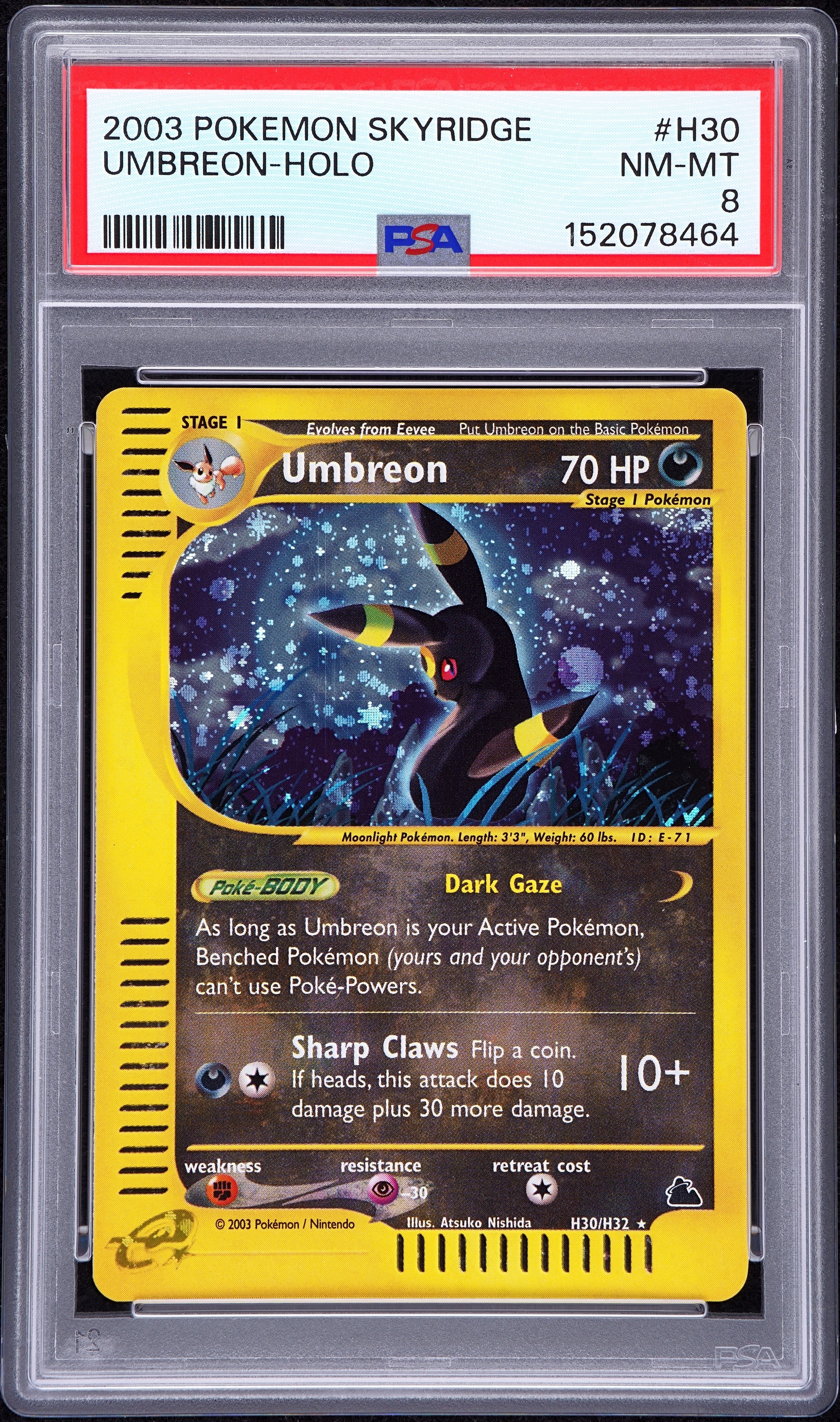 2003 POKEMON SKYRIDGE #H30 UMBREON-HOLO PSA 8