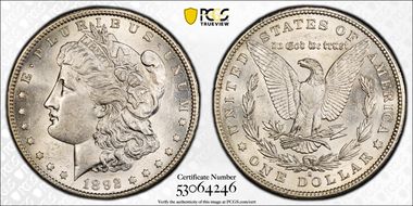 1892-S $1 AU58