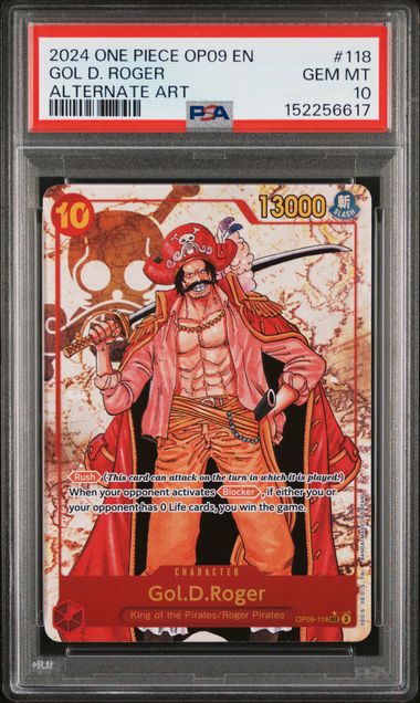 One Piece - 2024 Gol D. Roger Alternate Art #118 English OP09 PSA 10 Fair Drop Entry