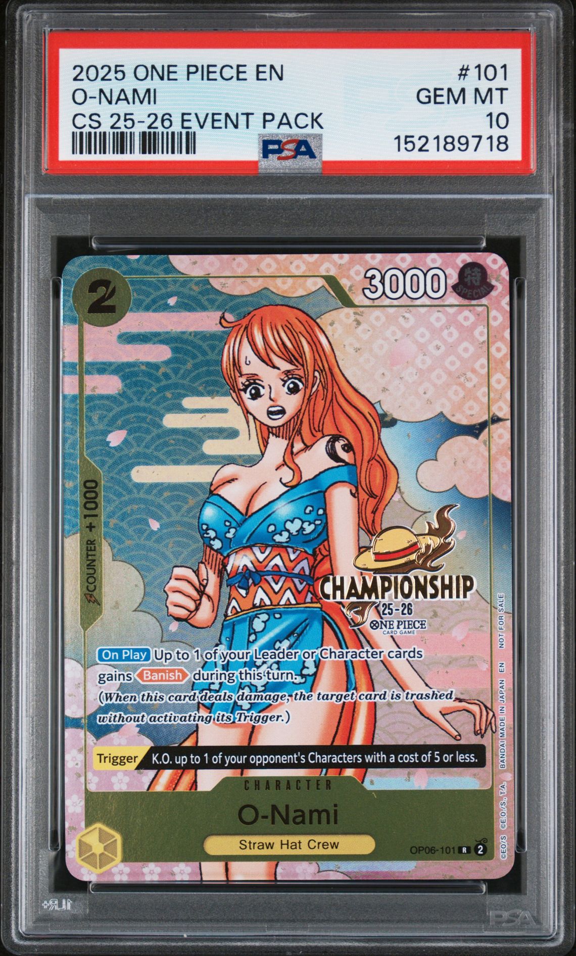 2025 One Piece ONE PIECE CHAMPIONSHIP 2025-26 EVENT PACK #101 O-Nami front