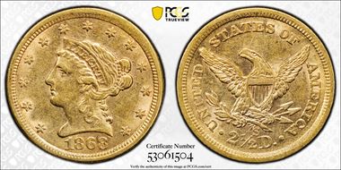1868-S $2.50 AU58