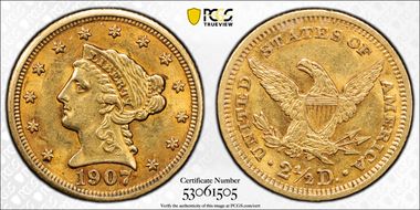 1907 $2.50 AU58