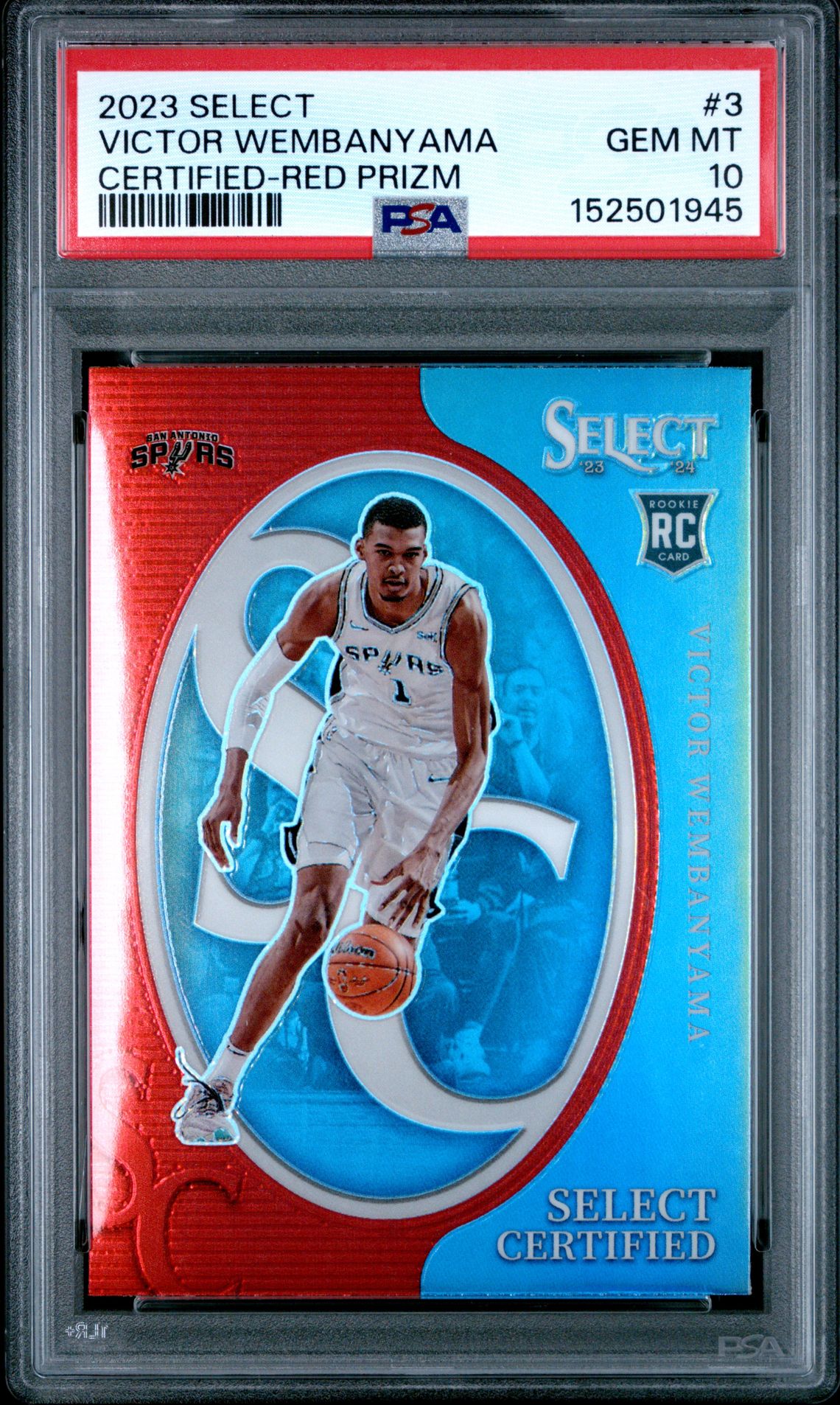 2023 Panini PANINI SELECT SELECT CERTIFIED CERTIFIED-RED PRIZM #3 Victor Wembanyama front