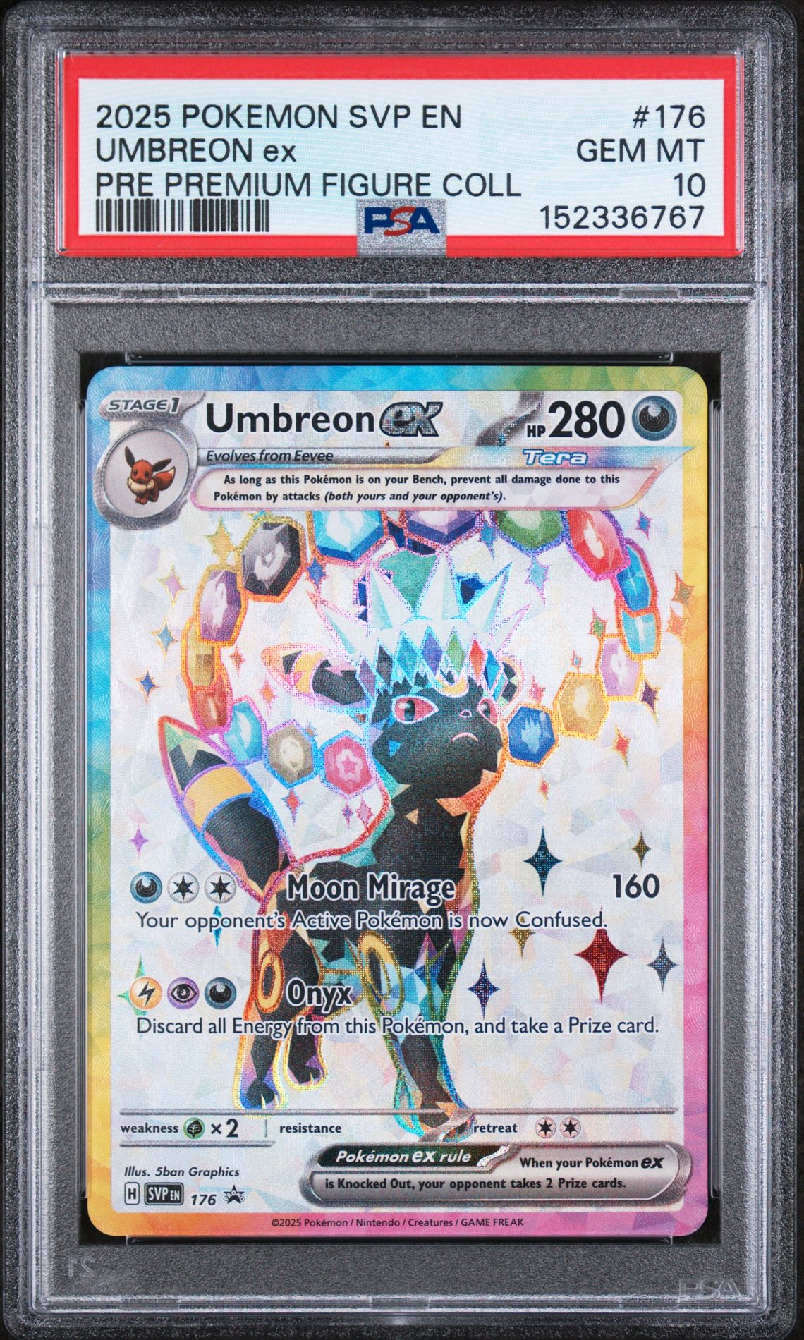 2025 Pokemon Svp En-Sv Black Star Promo Umbreon Ex #176 (Pre Premium Figure Coll) Gem Mt 10 front view - PSA graded GEM MT 10