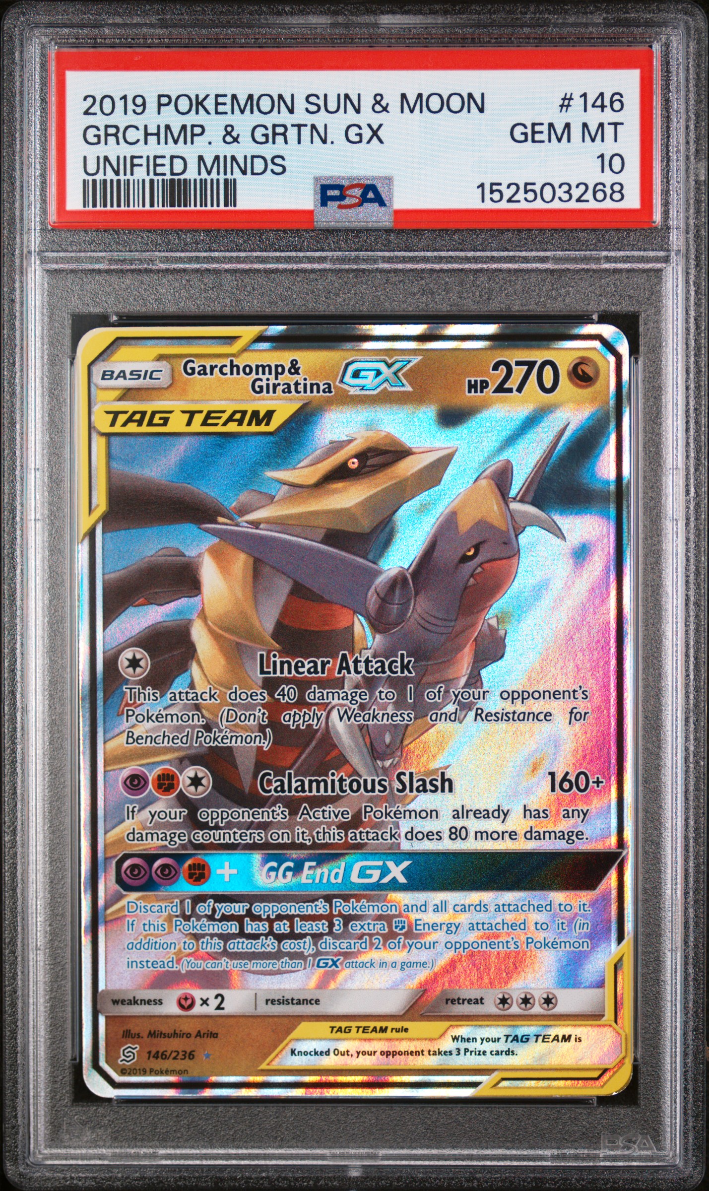 2019 #146 Garchomp & Giratina GX PSA 10 Sun & Moon Unified Minds