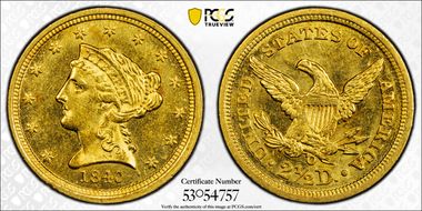 1840-O $2.50 MS63