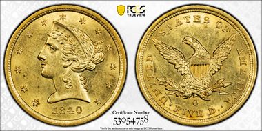 1840-O $5 MS62