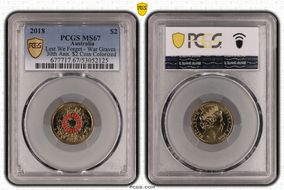 2018 $2 Lest We Forget - War Graves 30th Ann. $2 Coin Colorized MS67