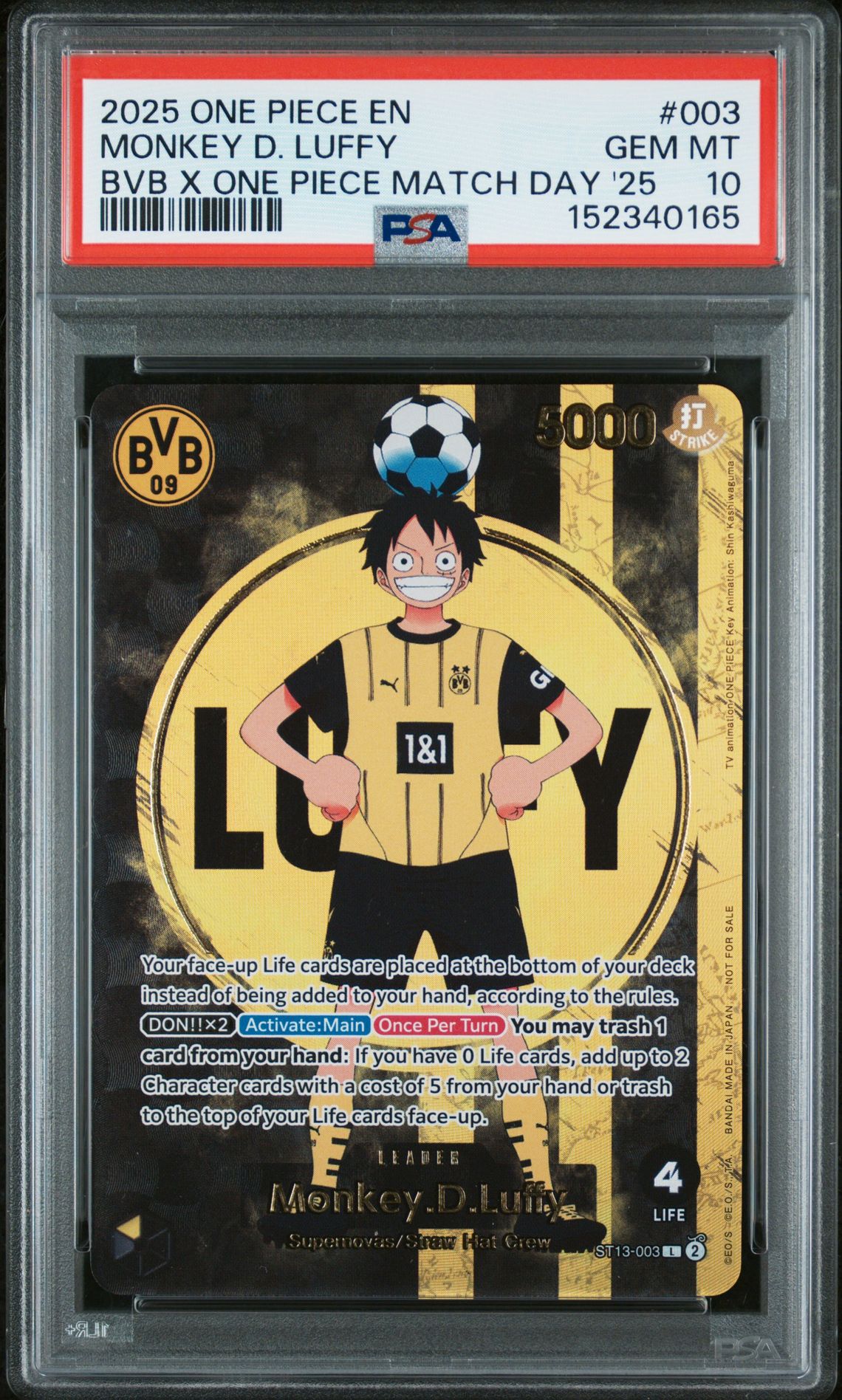 2025 One Piece ONE PIECE PROMOS BVB X ONE PIECE MATCH DAY '25 #003 Monkey D. Luffy front