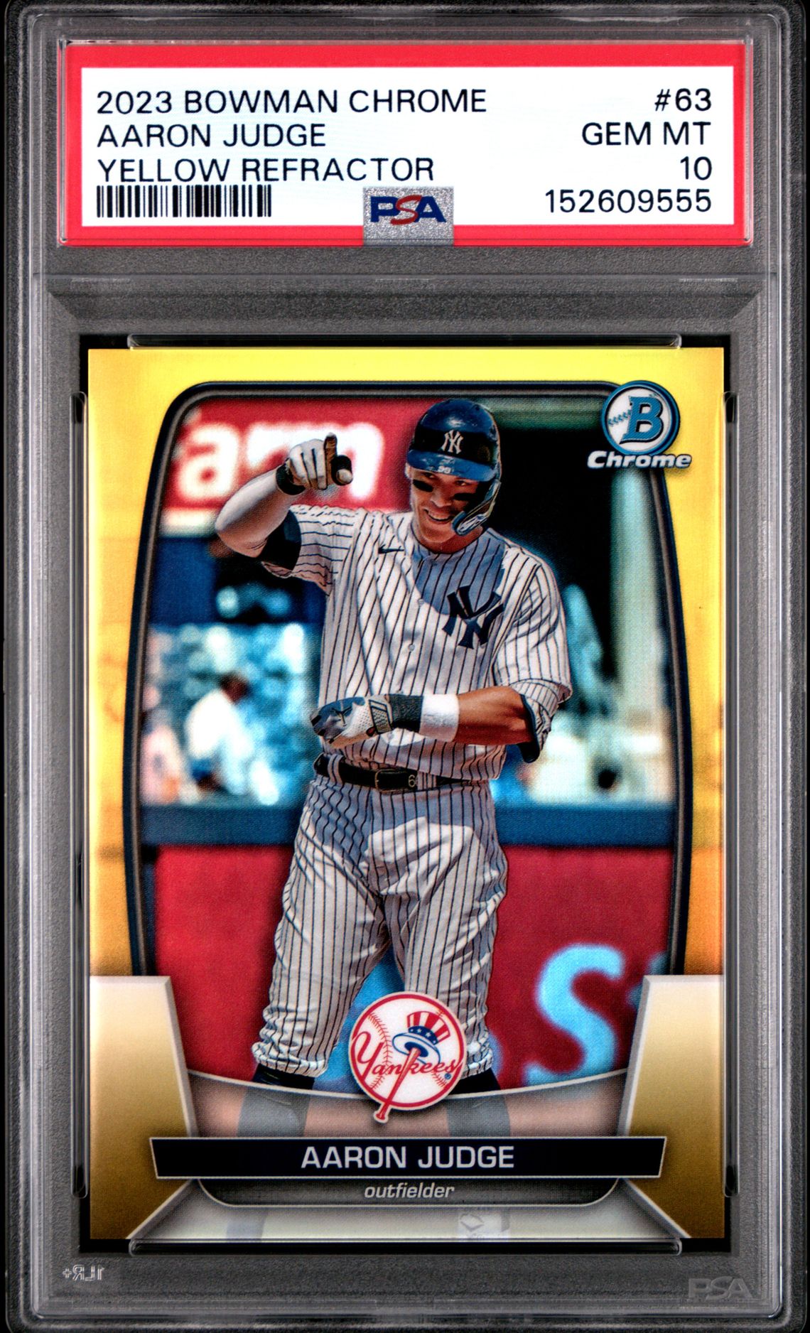 2023 Bowman BOWMAN CHROME YELLOW REFRACTOR #63 Aaron Judge front